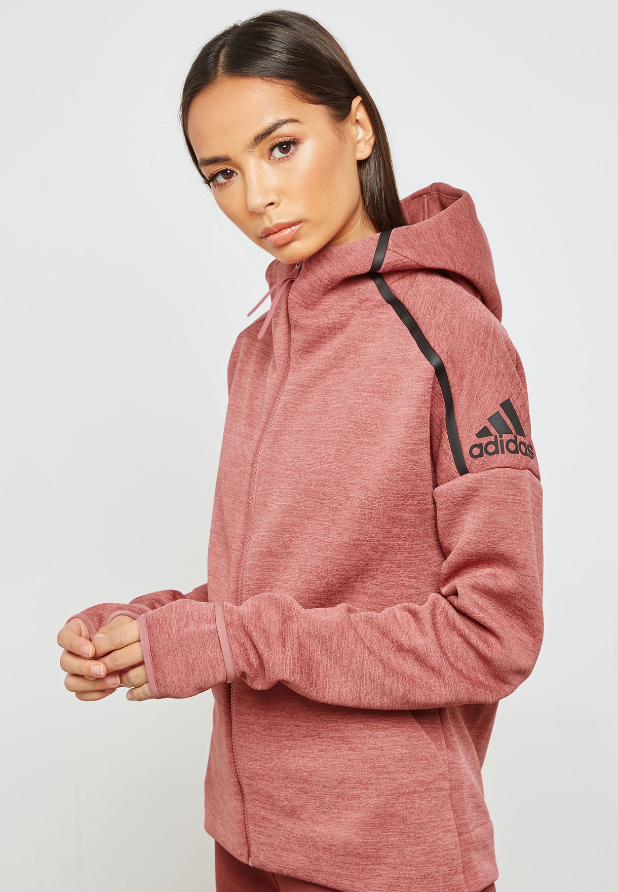 adidas pink and grey hoodie