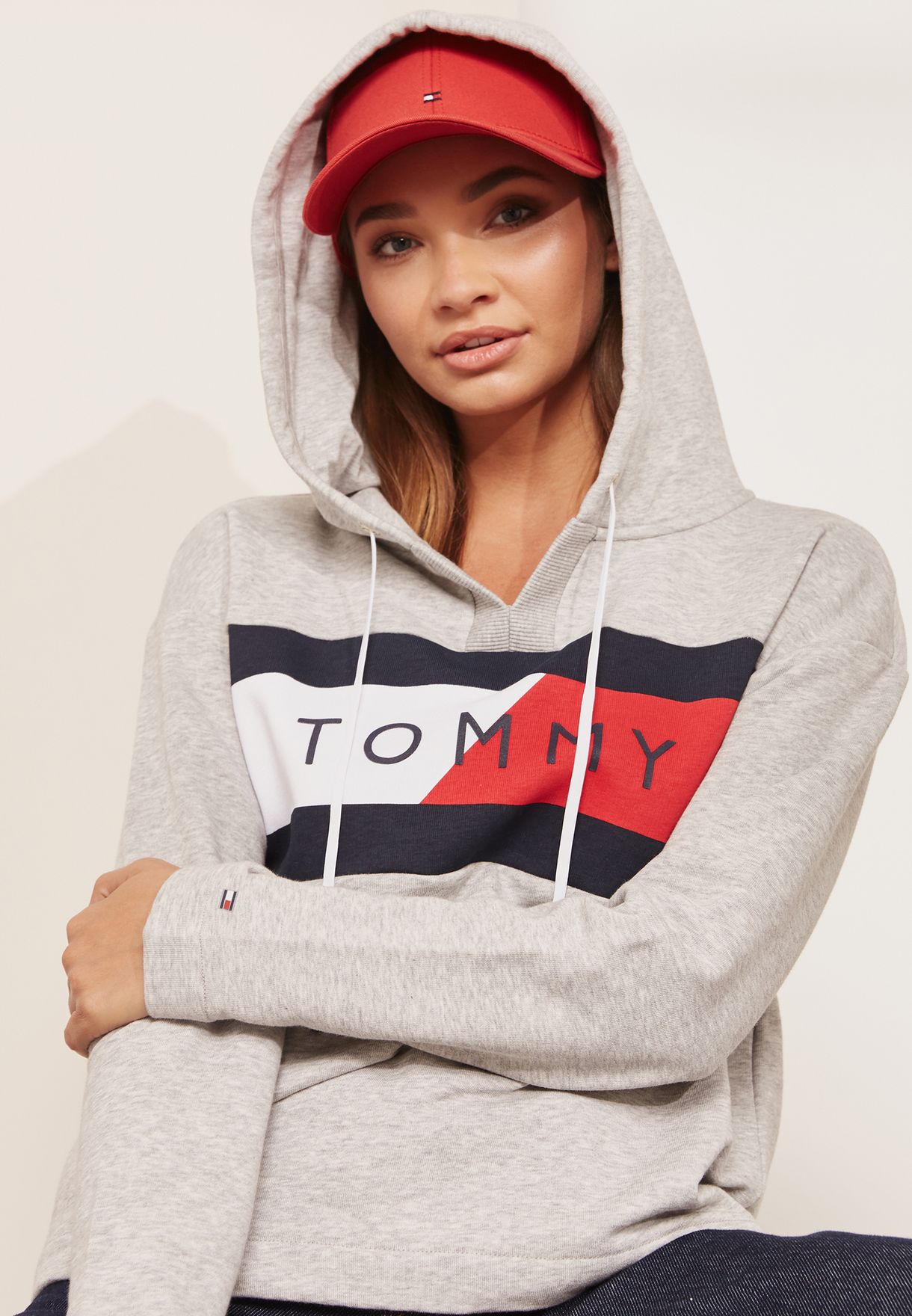 tommy hilfiger grey hoodie womens