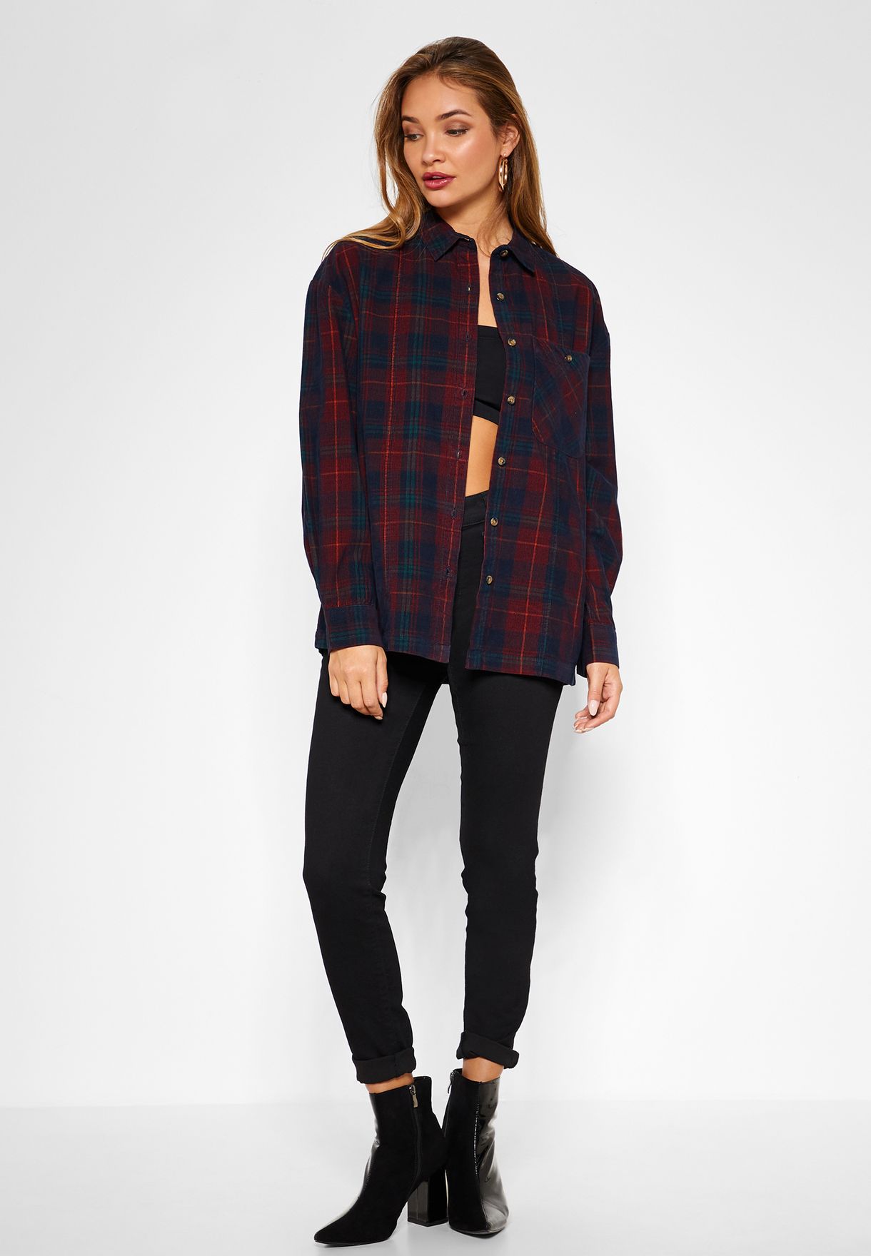 oversized checked overshirt trf