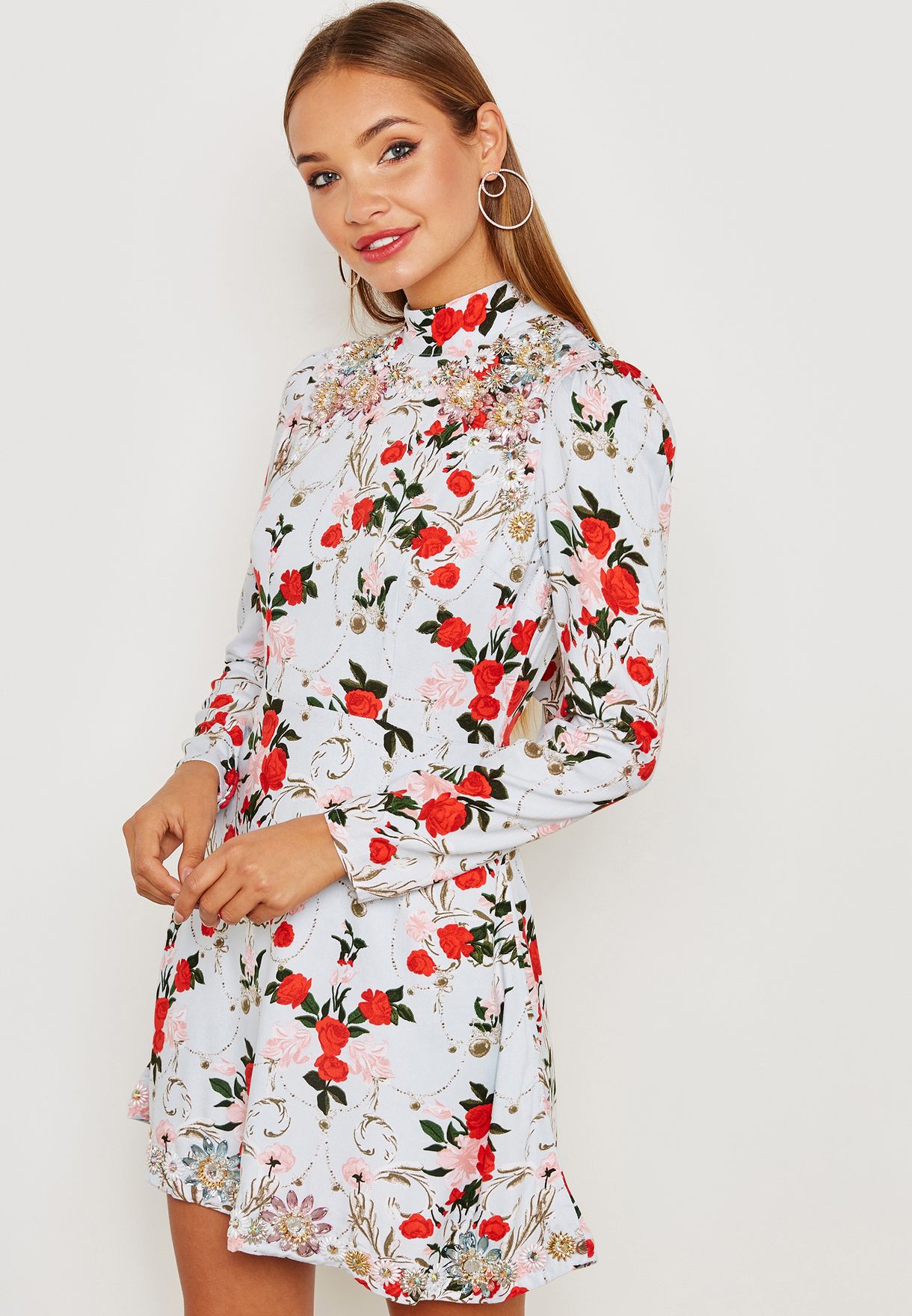 topshop rose print dress