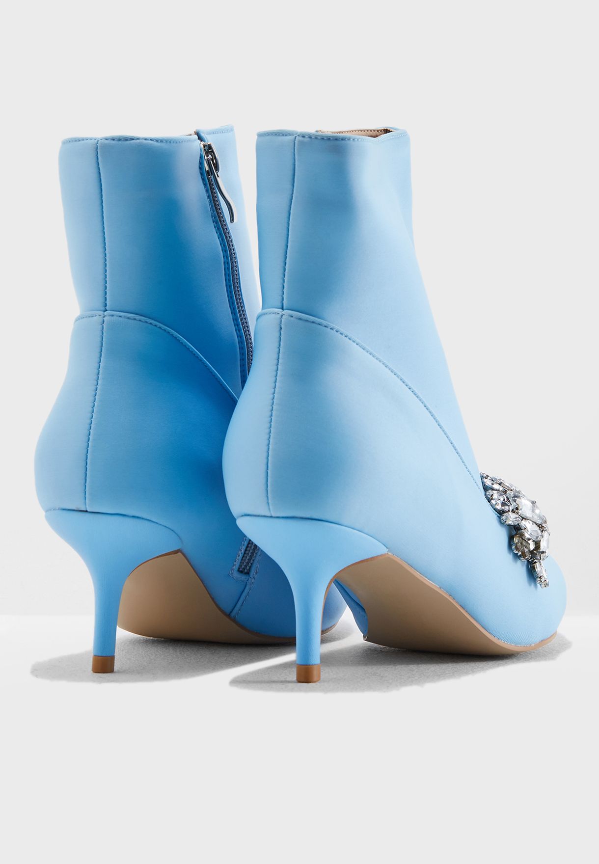 blue ankle boots low heel
