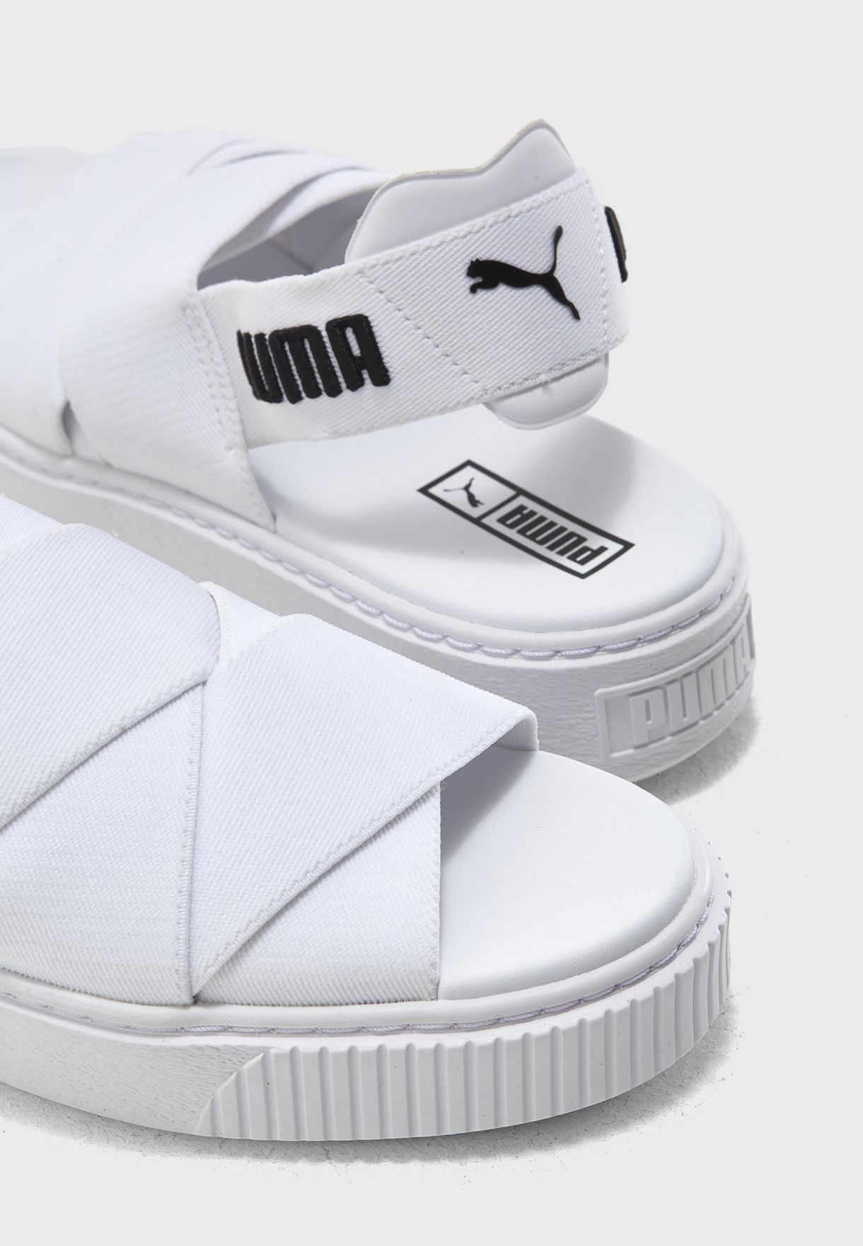puma platform sandals white