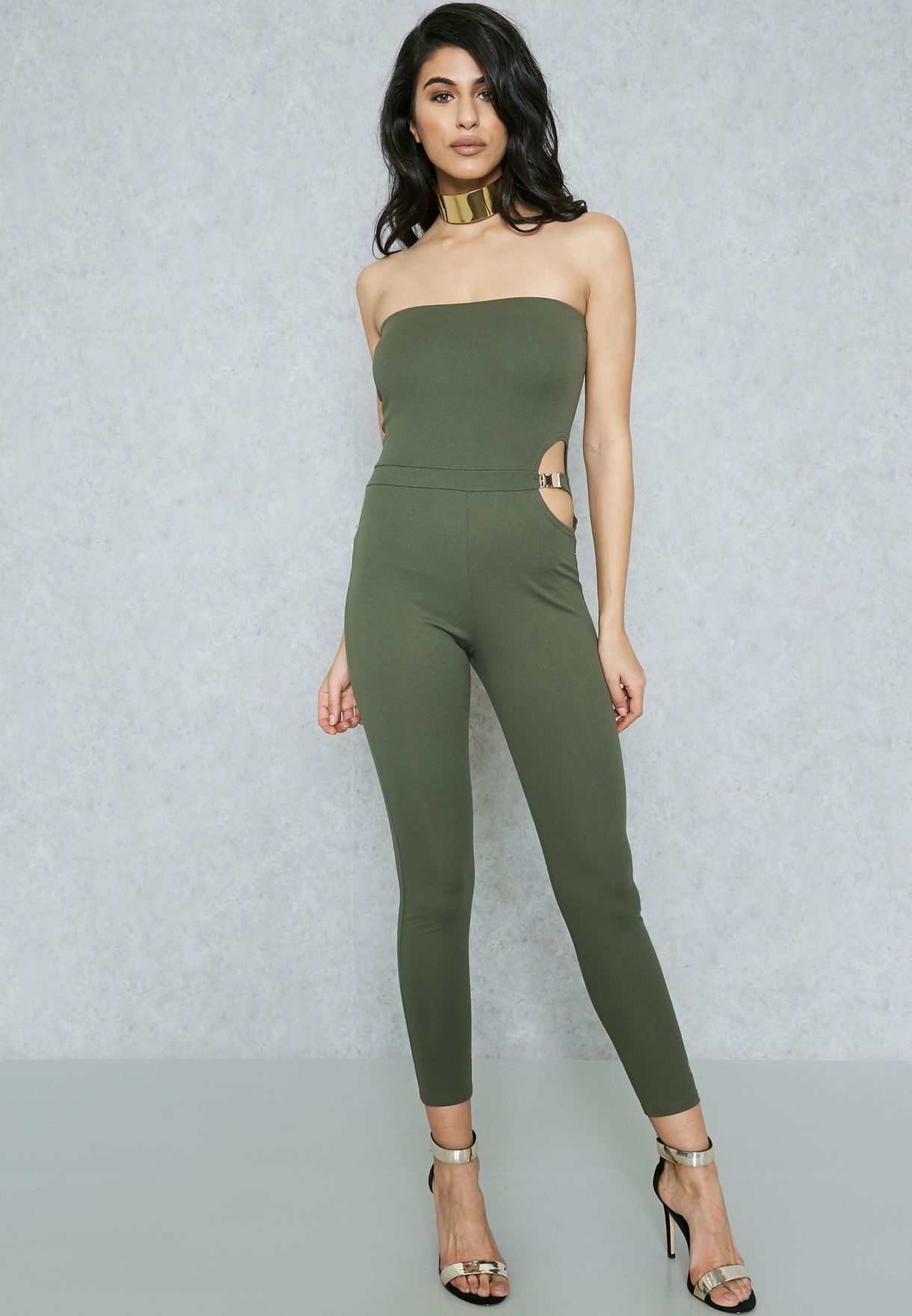 green bandeau jumpsuit