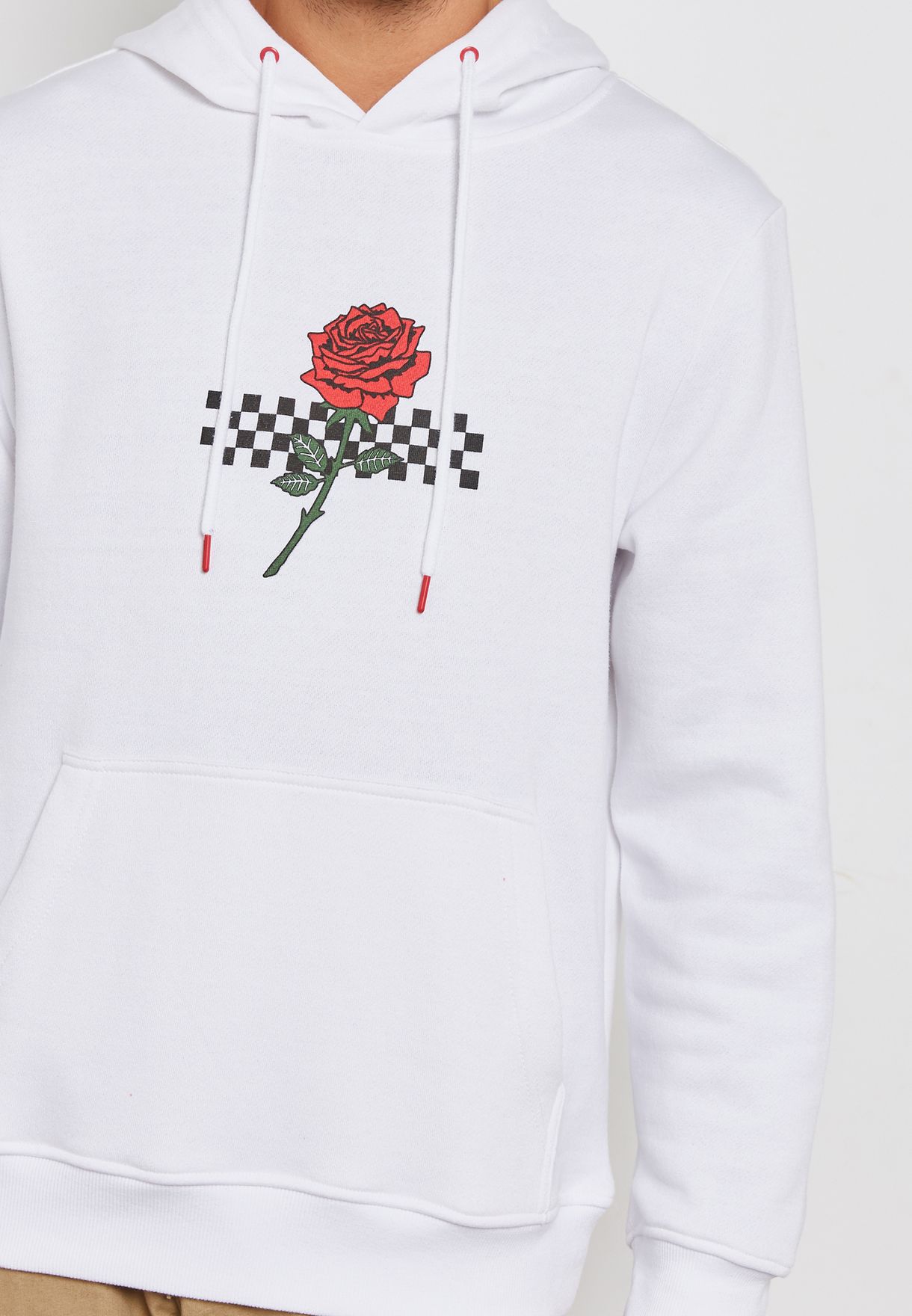 rose checkered hoodie