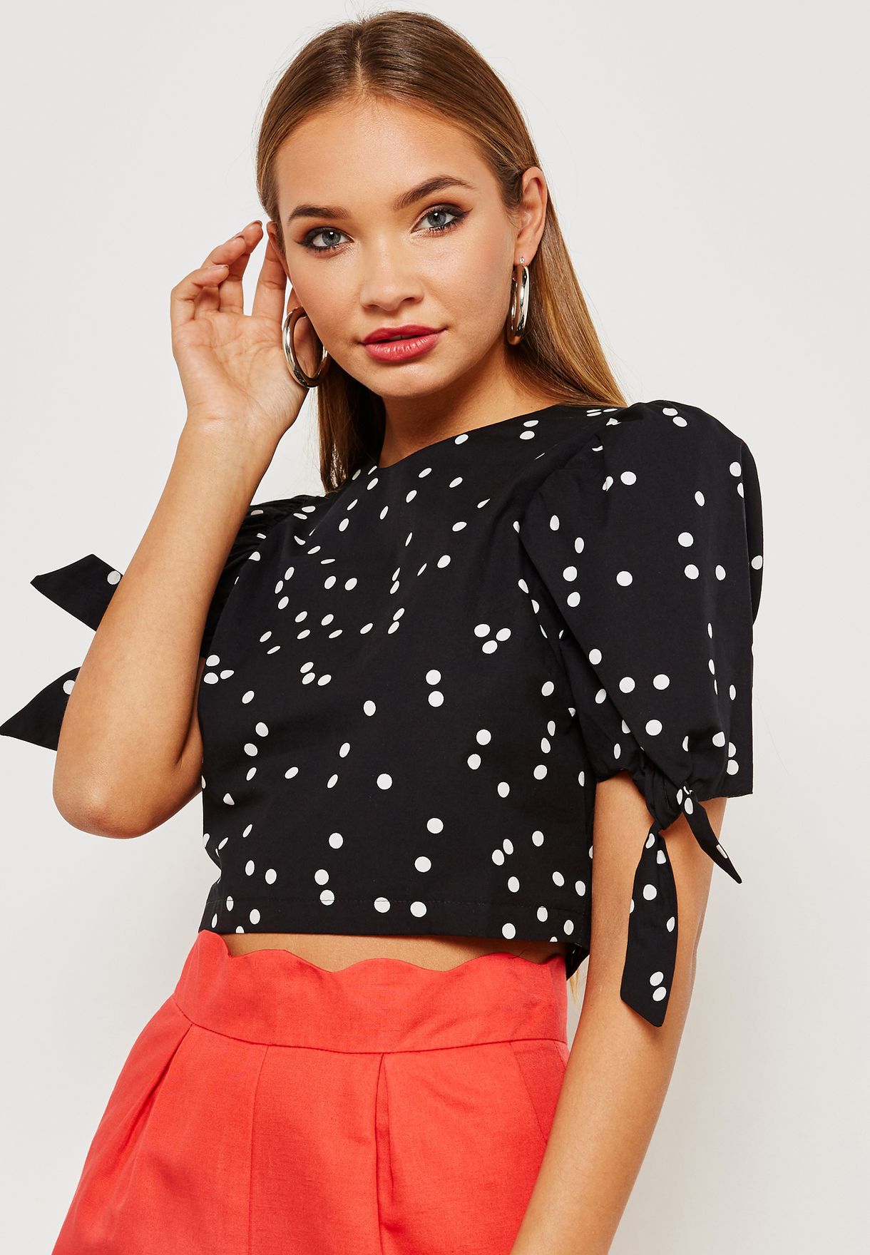 topshop polka dot crop top