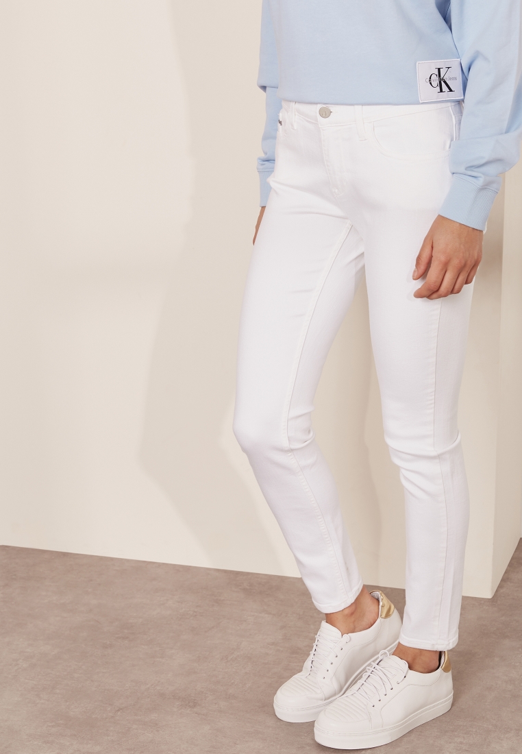 Calvin Klein mid rise skinny jeans in white