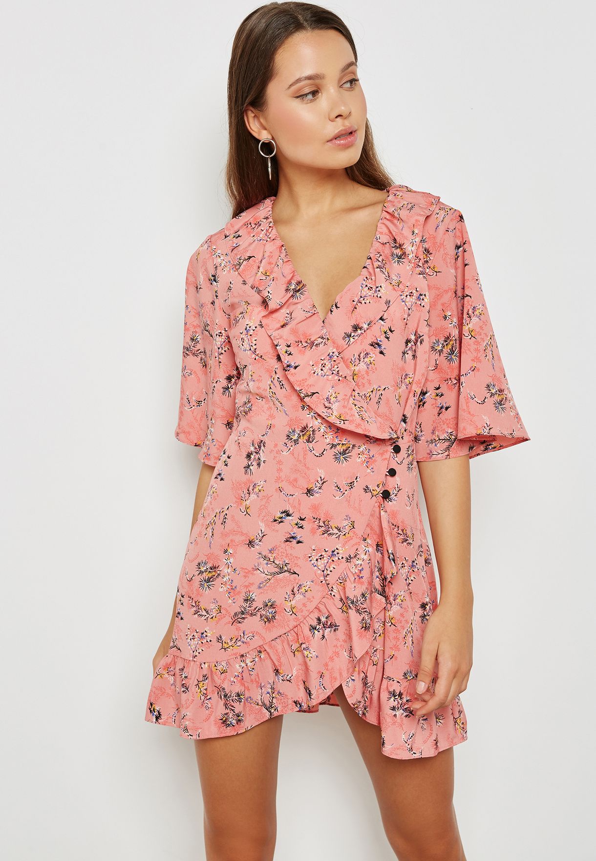 topshop pink ruffle dress