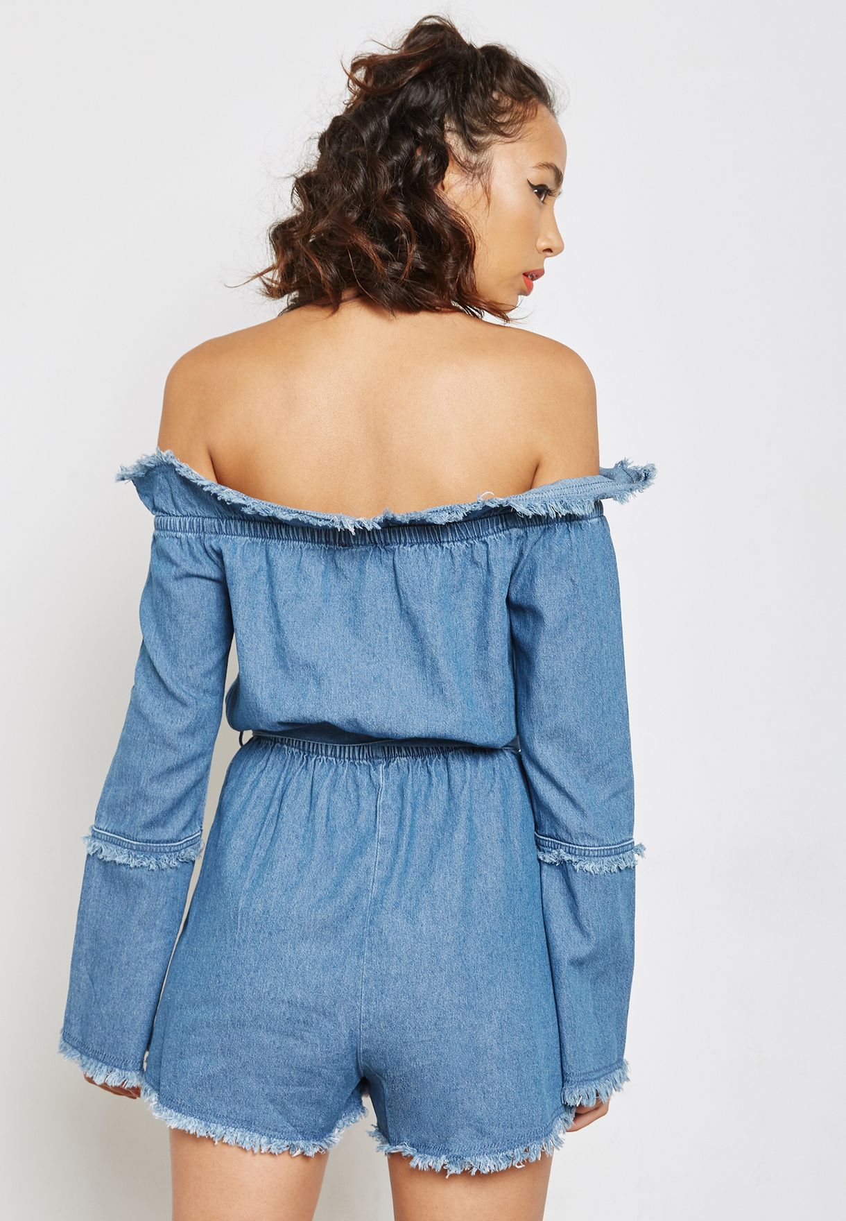 bardot denim playsuit