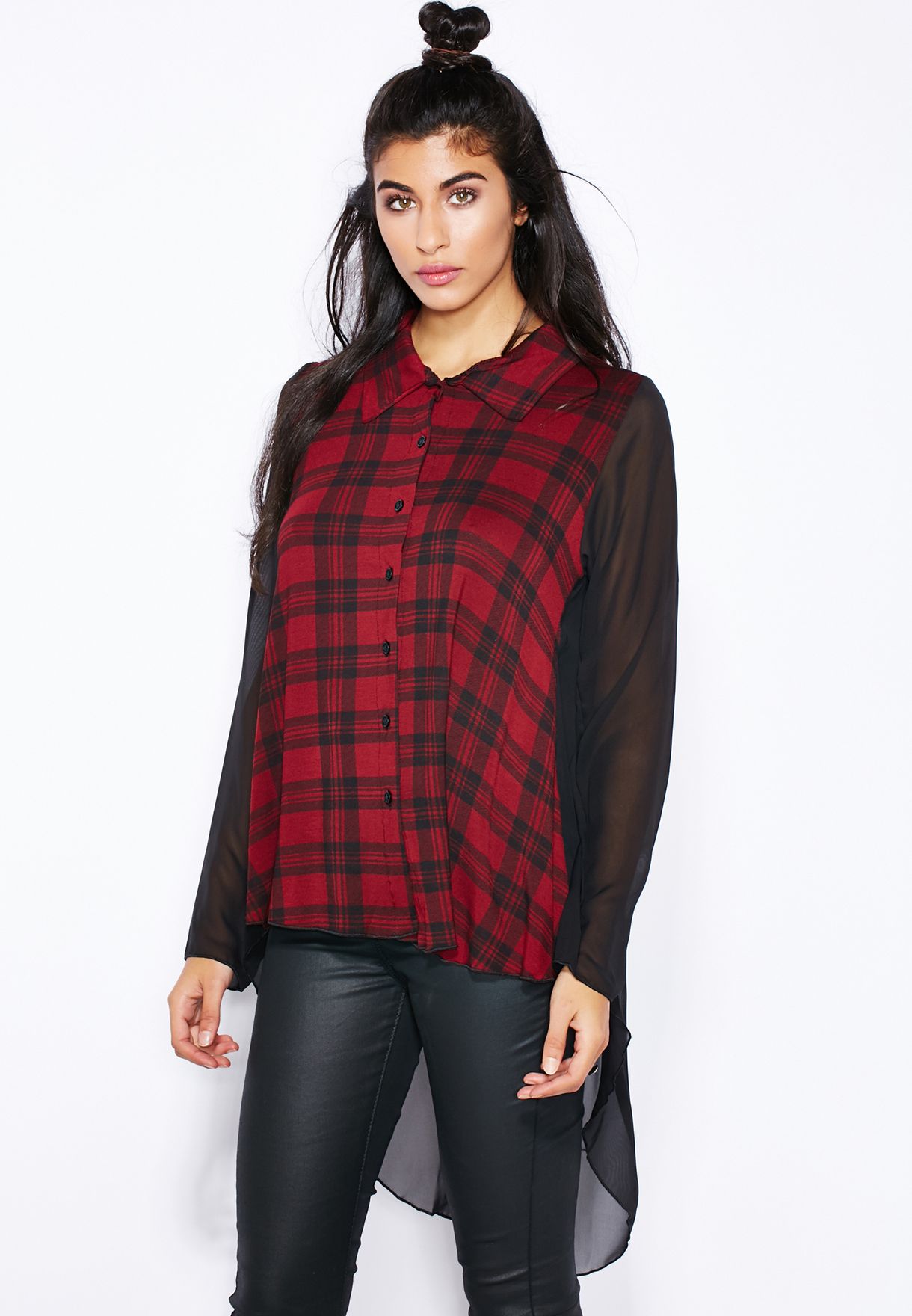 sheer plaid shirt