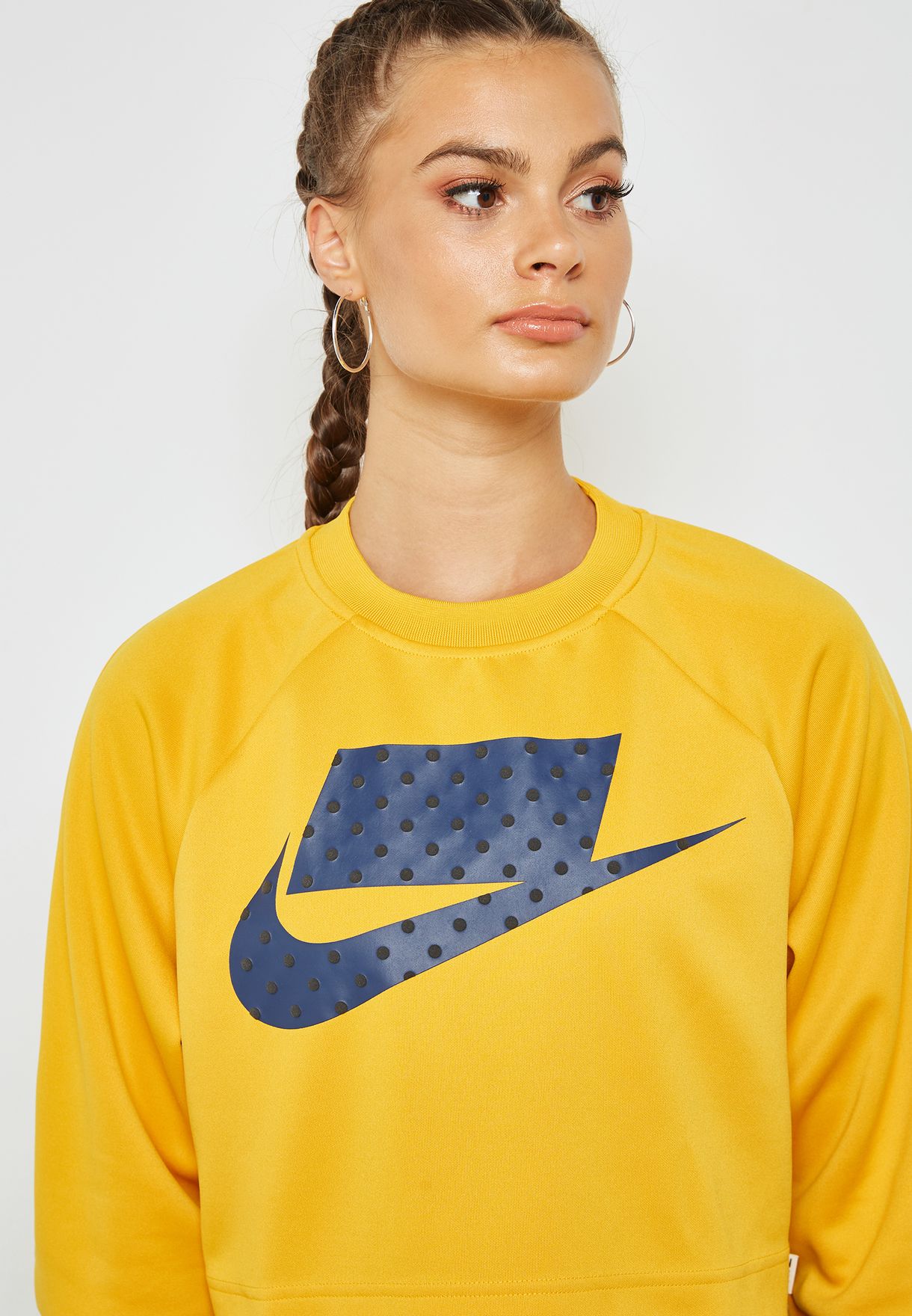 nike yellow crop sweatshirt