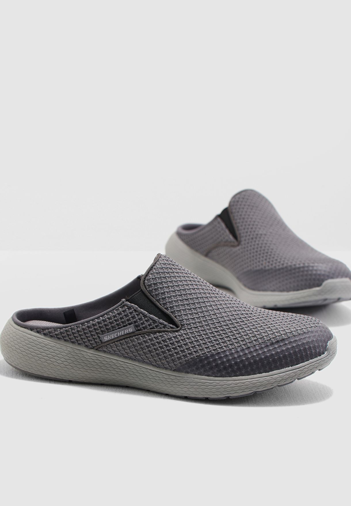 skechers grey slip on shoes