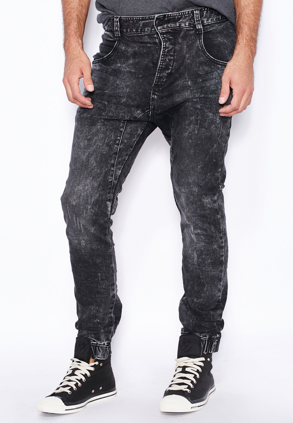 black acid wash skinny jeans mens