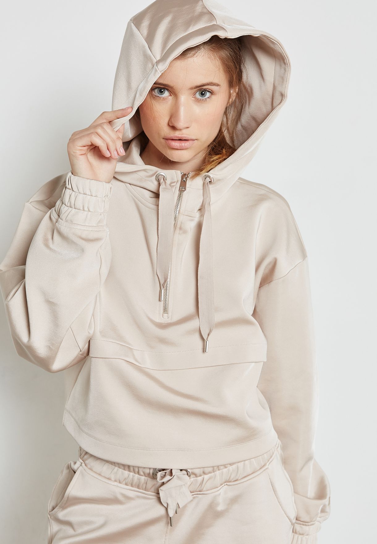 ivy park pink cropped hoodie