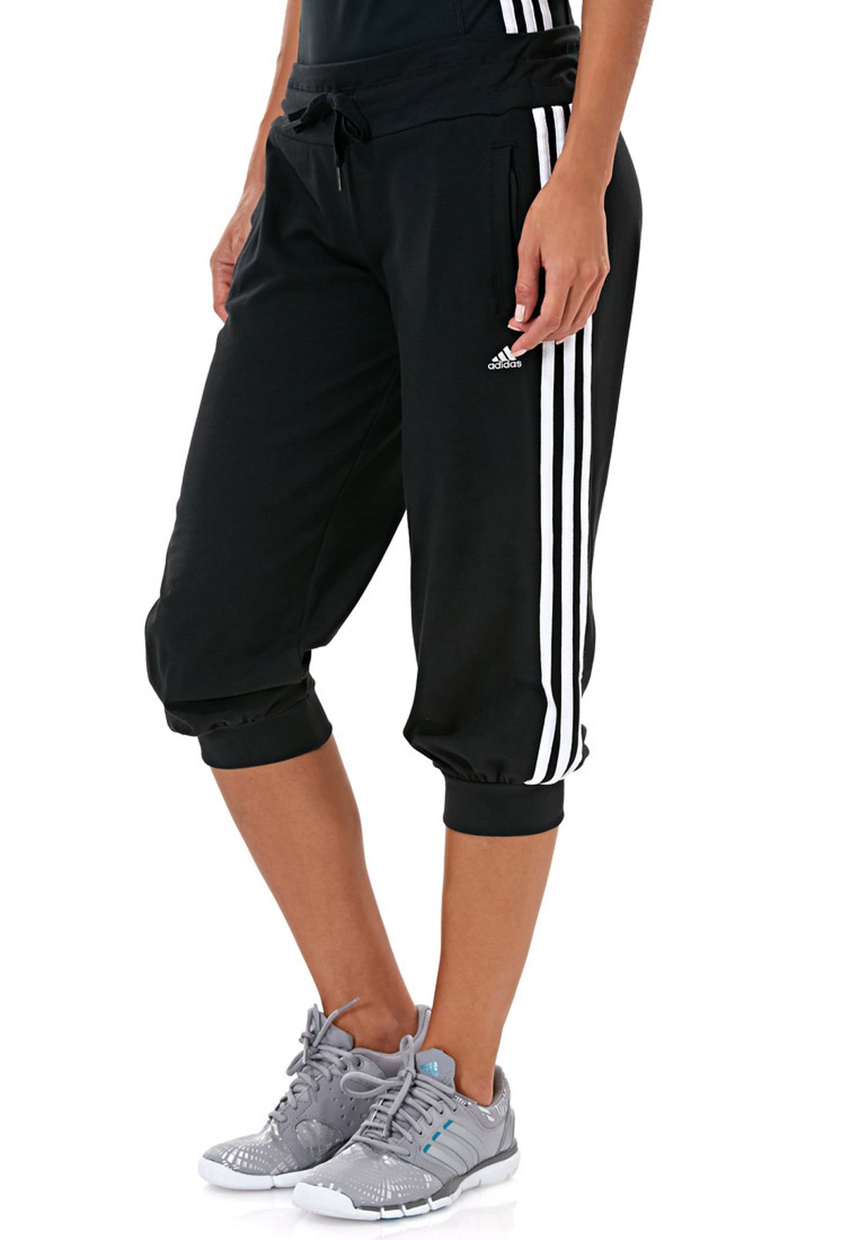 women's adidas essential 3 stripe crop pants