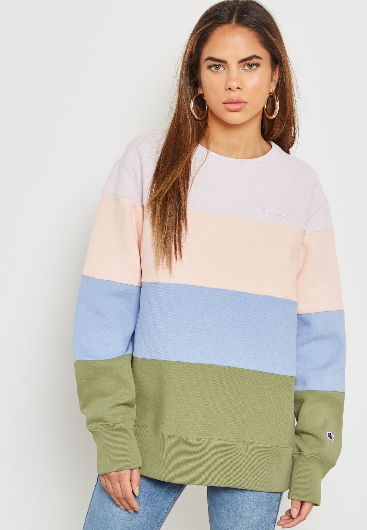 Reverse Weave Striped Sweatshirt 