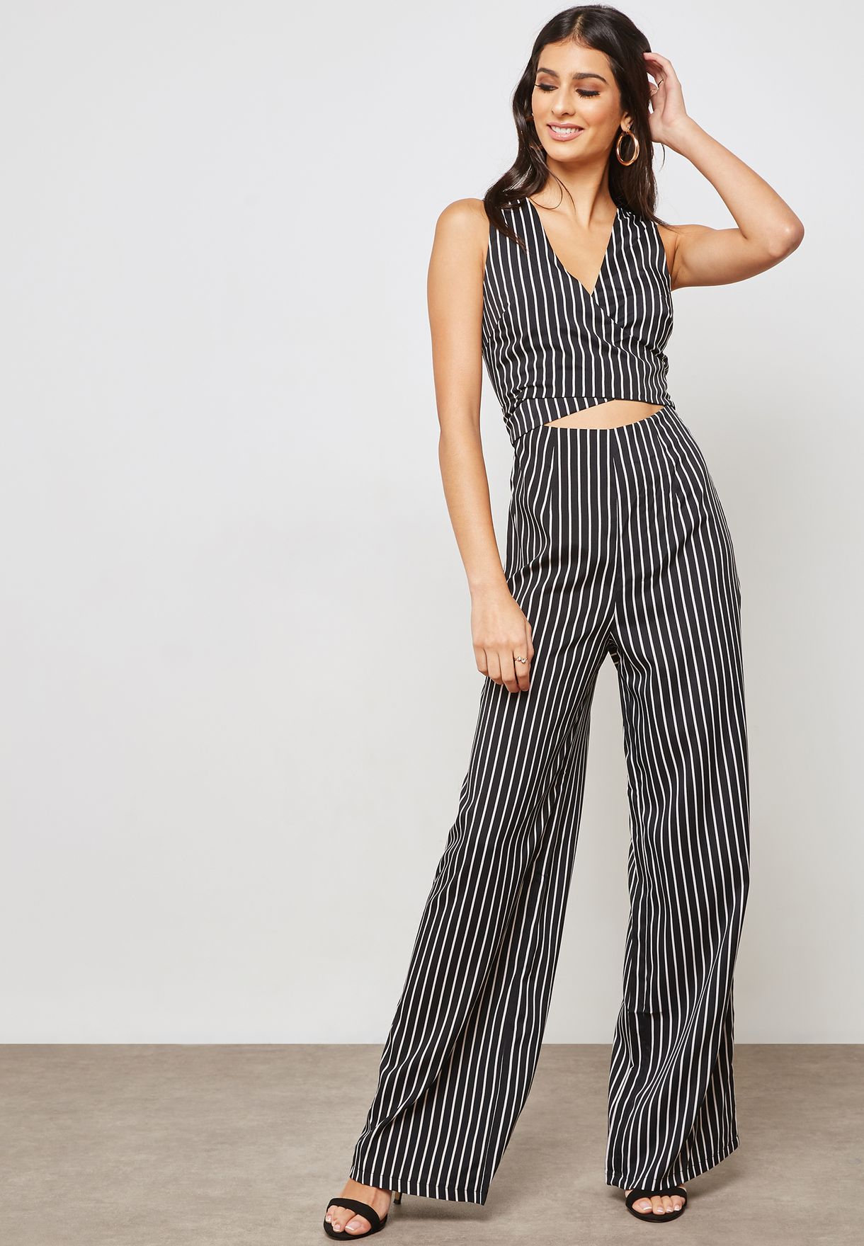 missguided striped jumpsuit