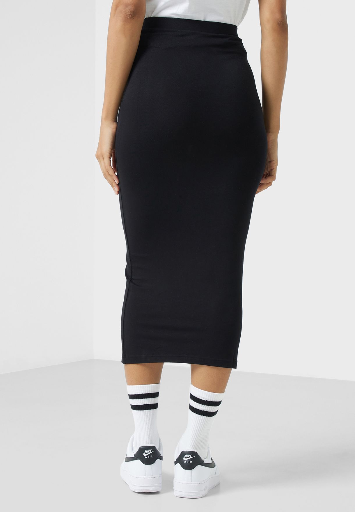 black tube skirt midi