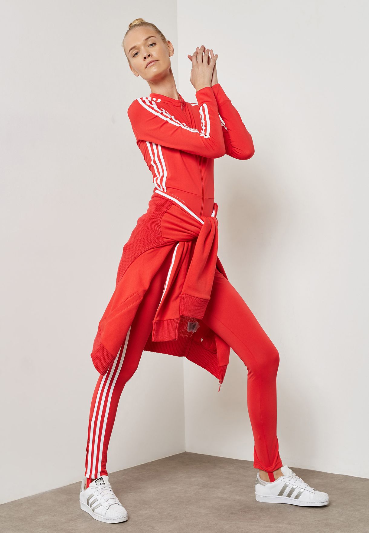 red adidas jumpsuit womens