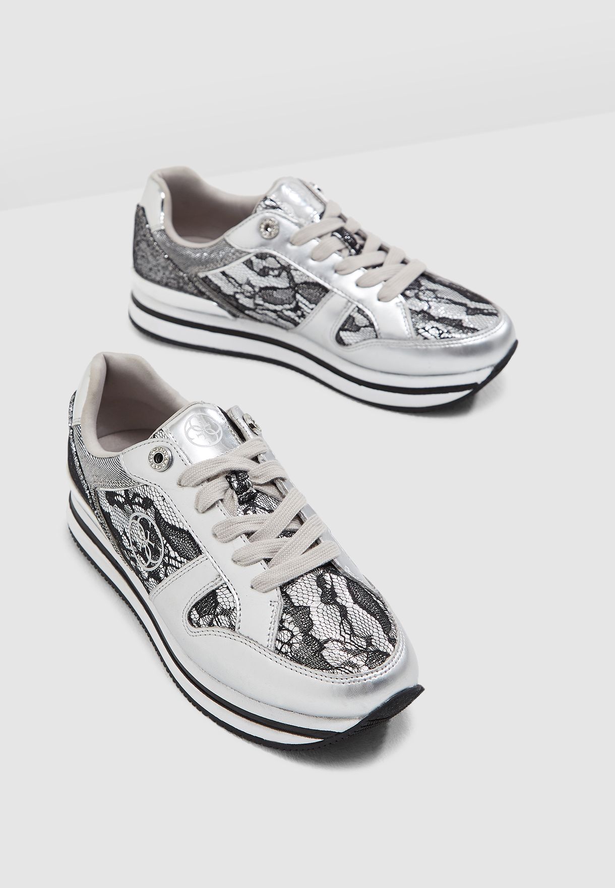 guess silver sneakers