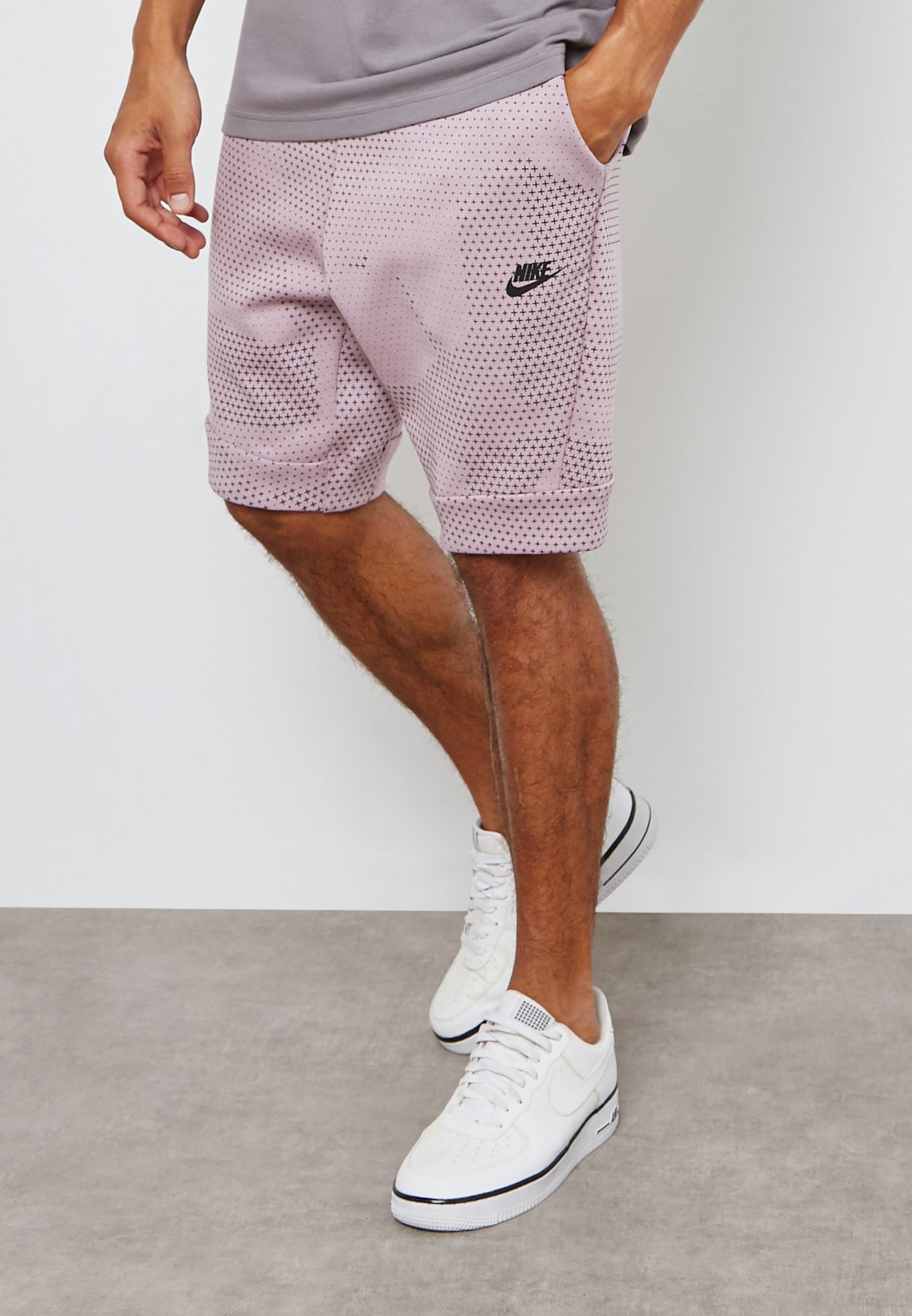 pink nike fleece shorts