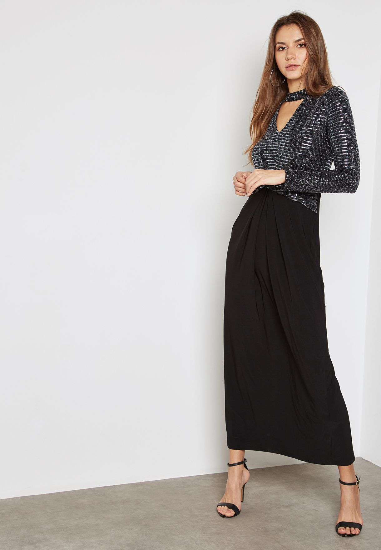 black choker maxi dress