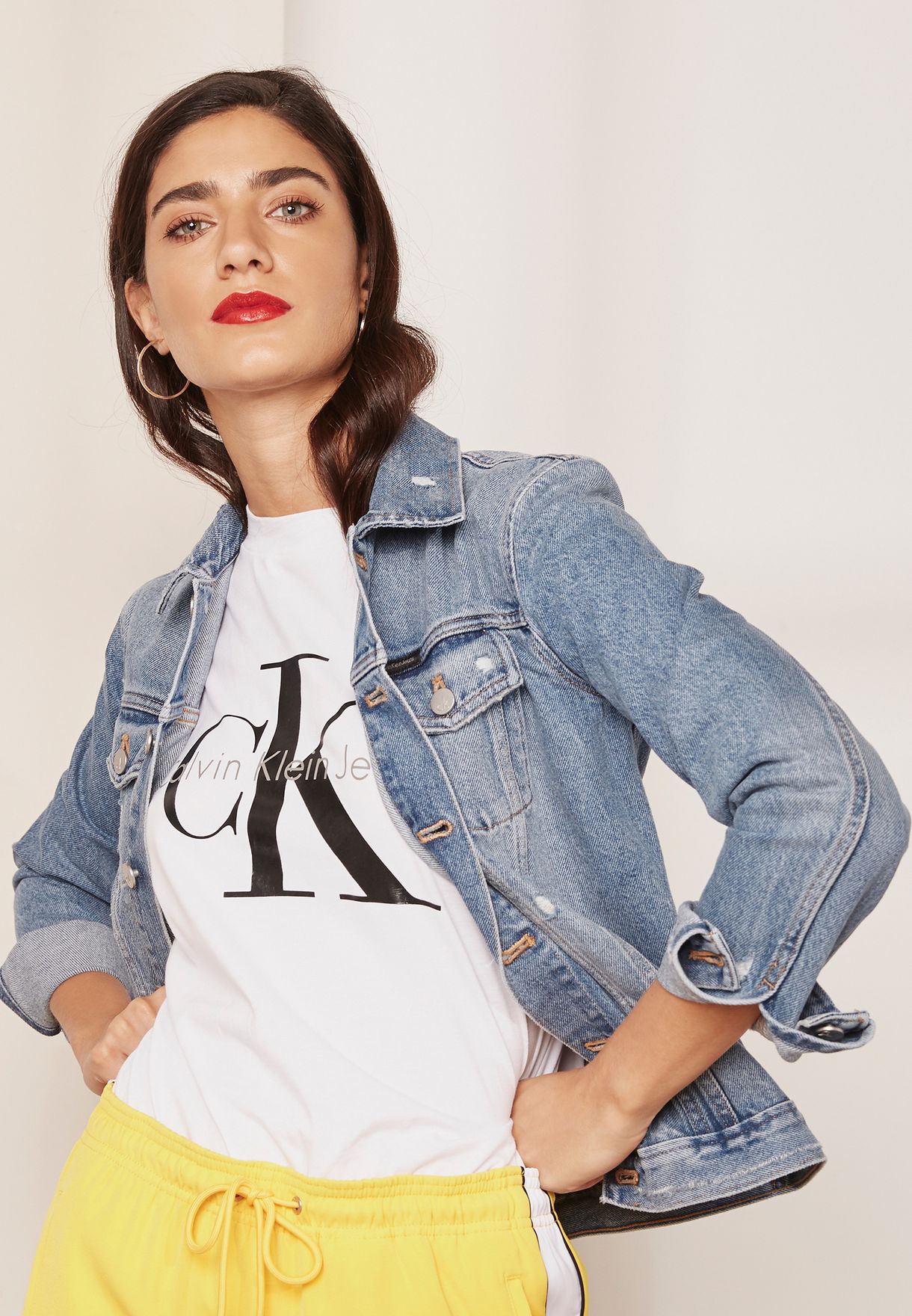 calvin klein women's denim trucker jacket