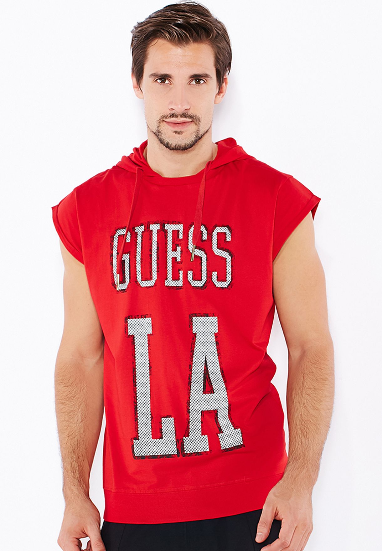 guess sleeveless hoodie