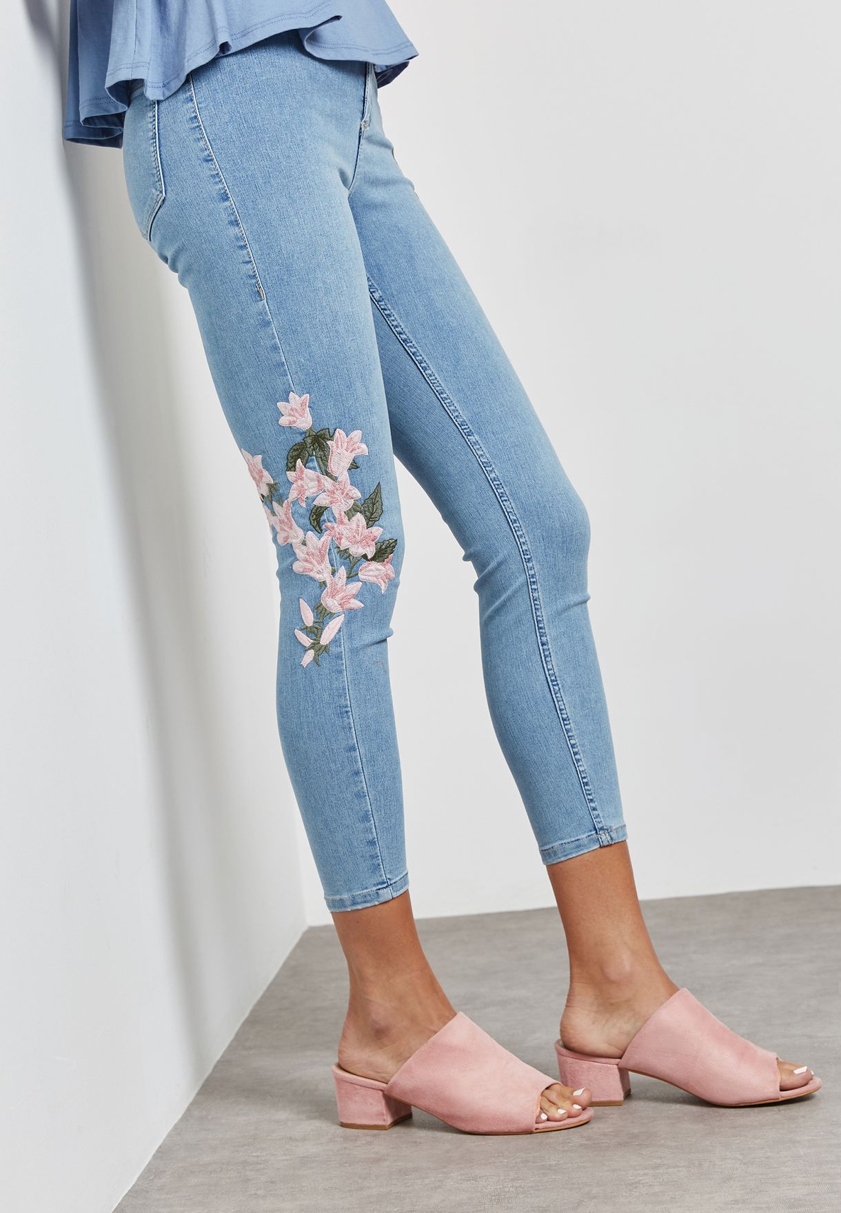 topshop flower jeans