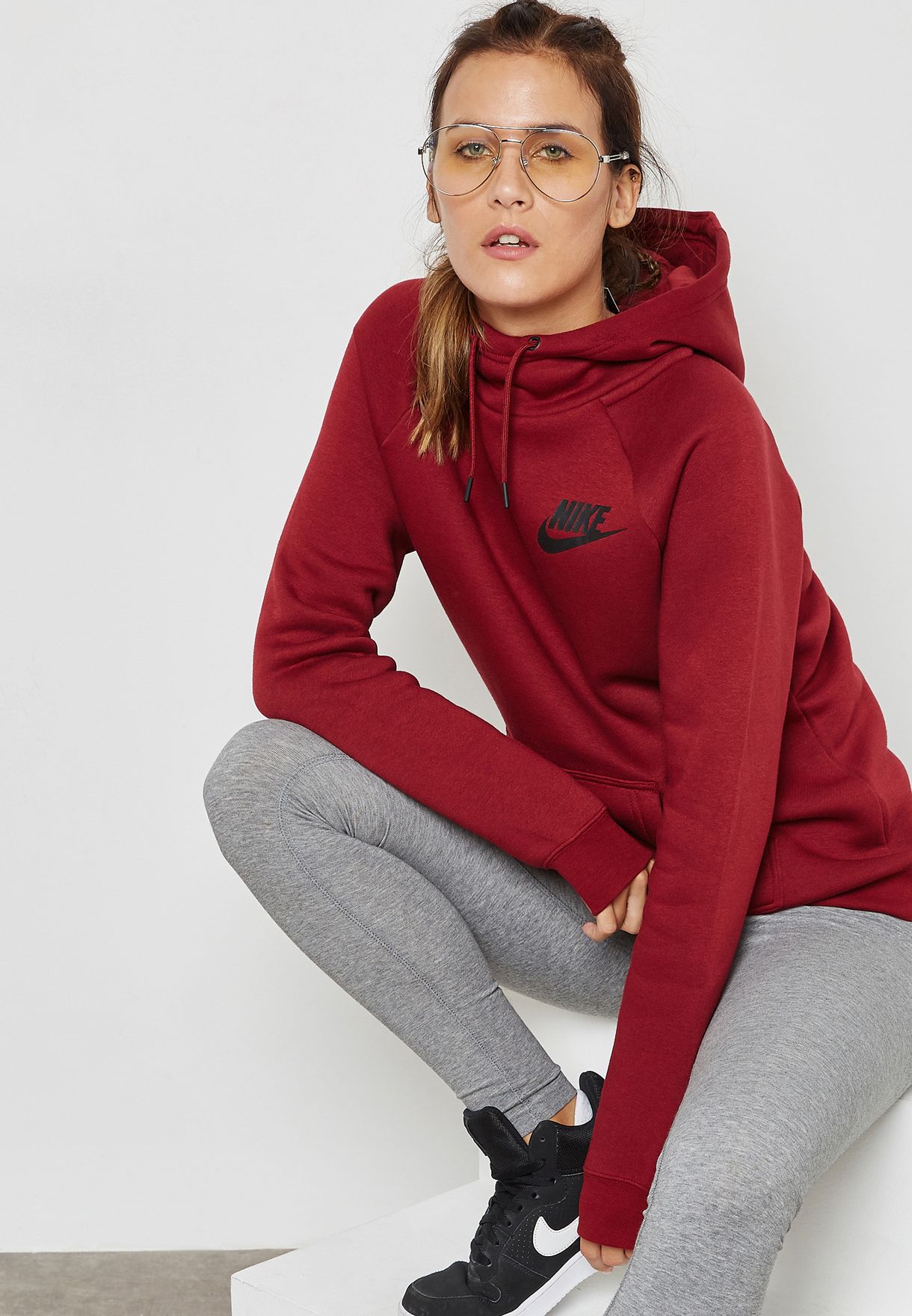 Buy Nike red Rally Hoodie for Women in 