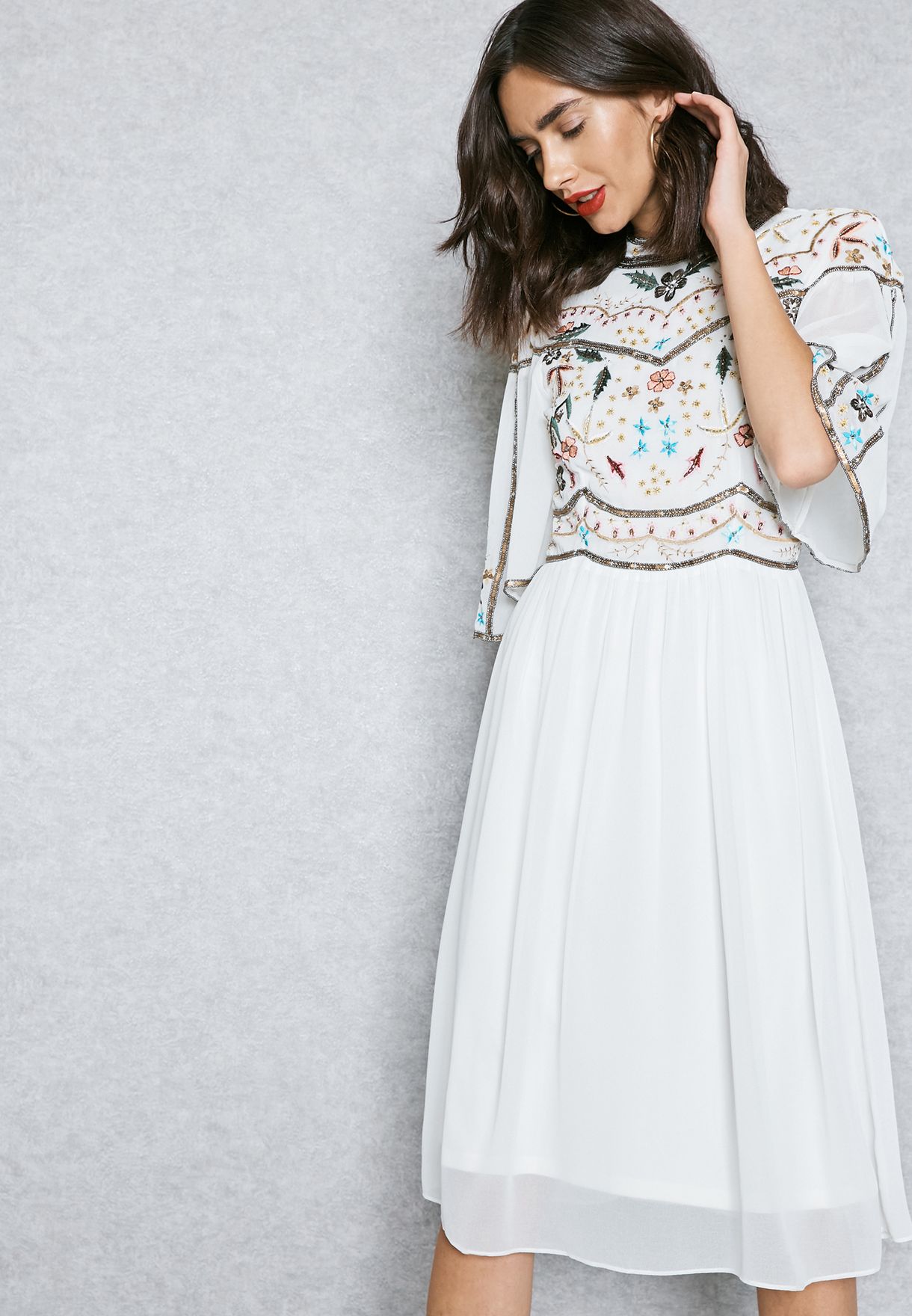 frock and frill embroidered skater dress