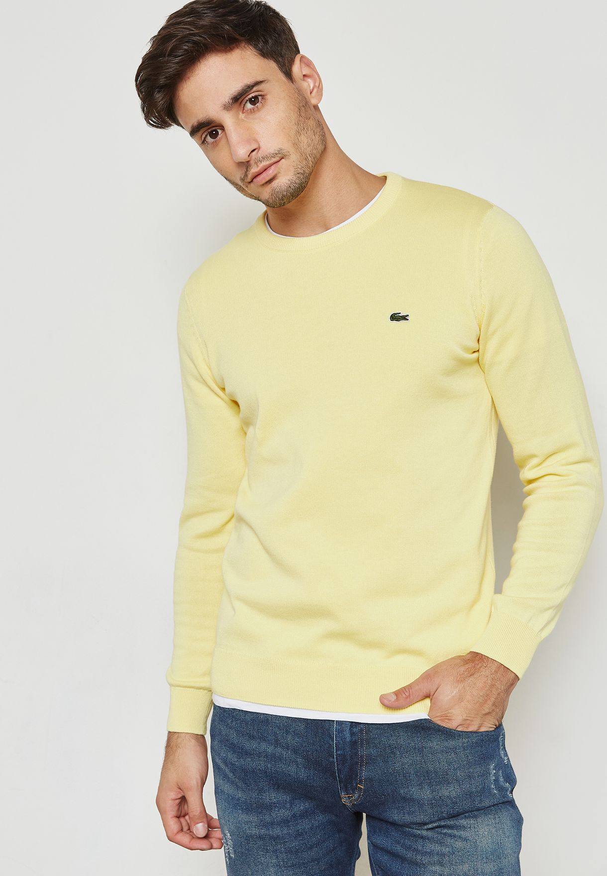 Buy Lacoste yellow Classic Sweater for 