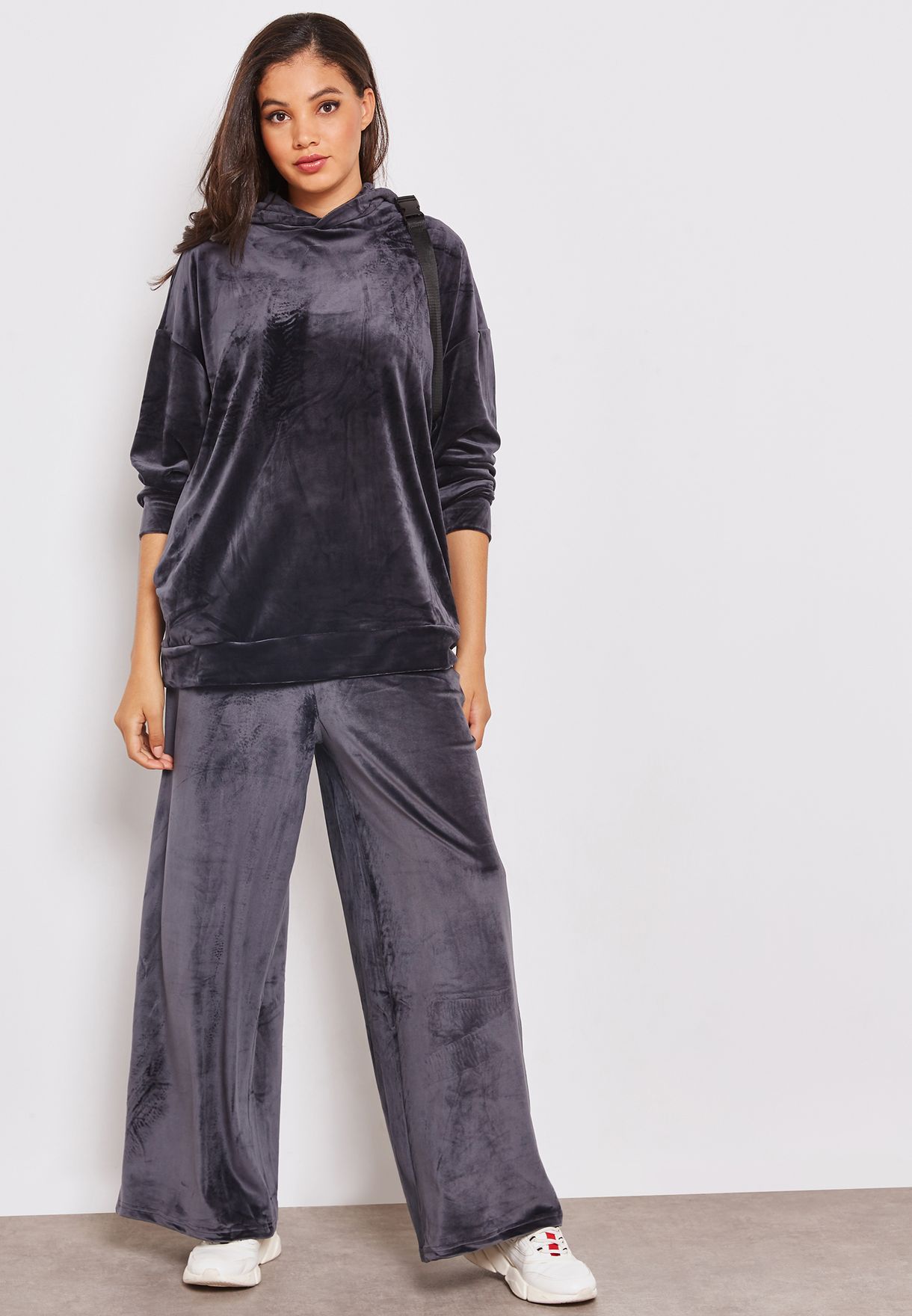 womens wide leg velour joggers