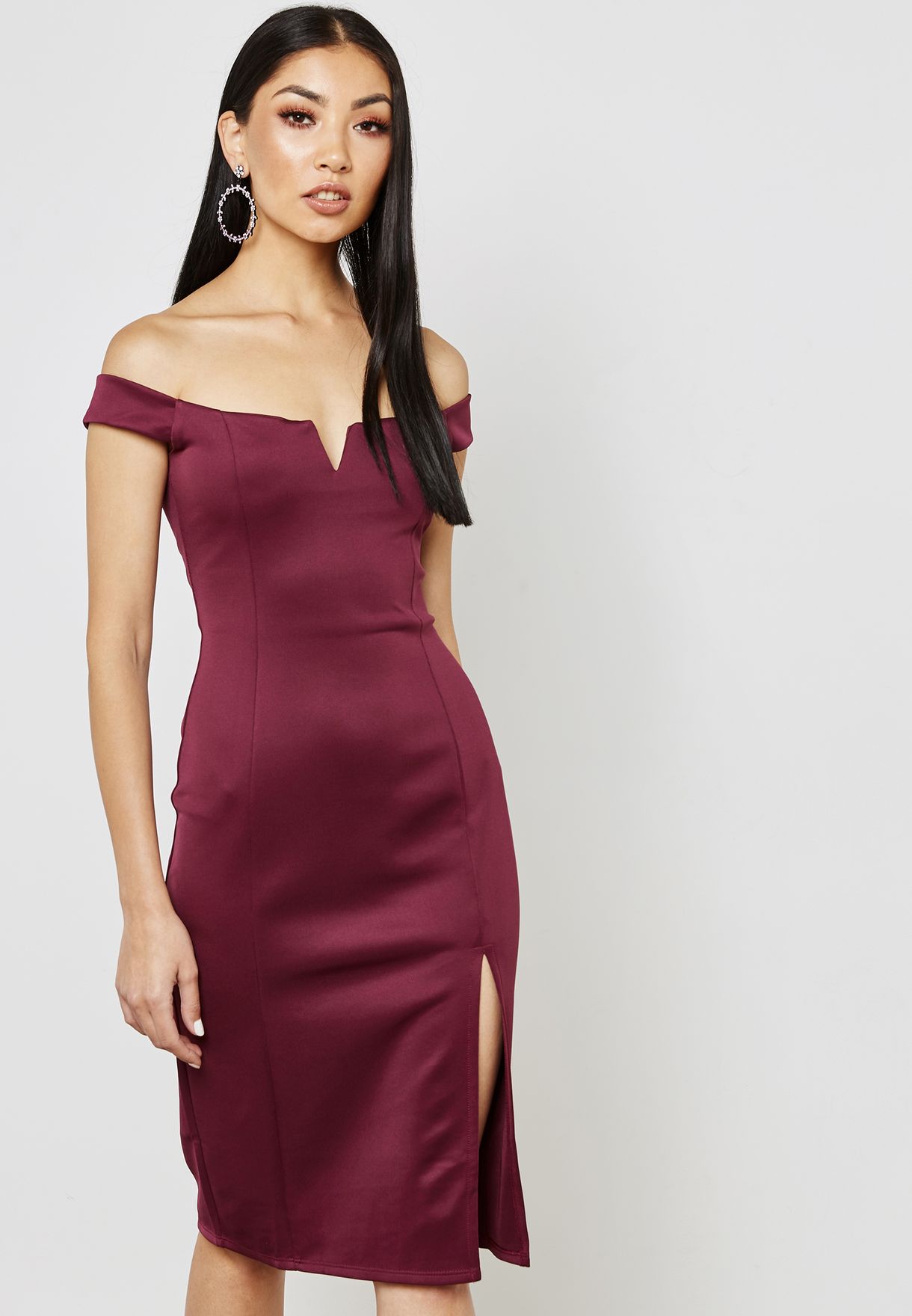 burgundy scuba dress
