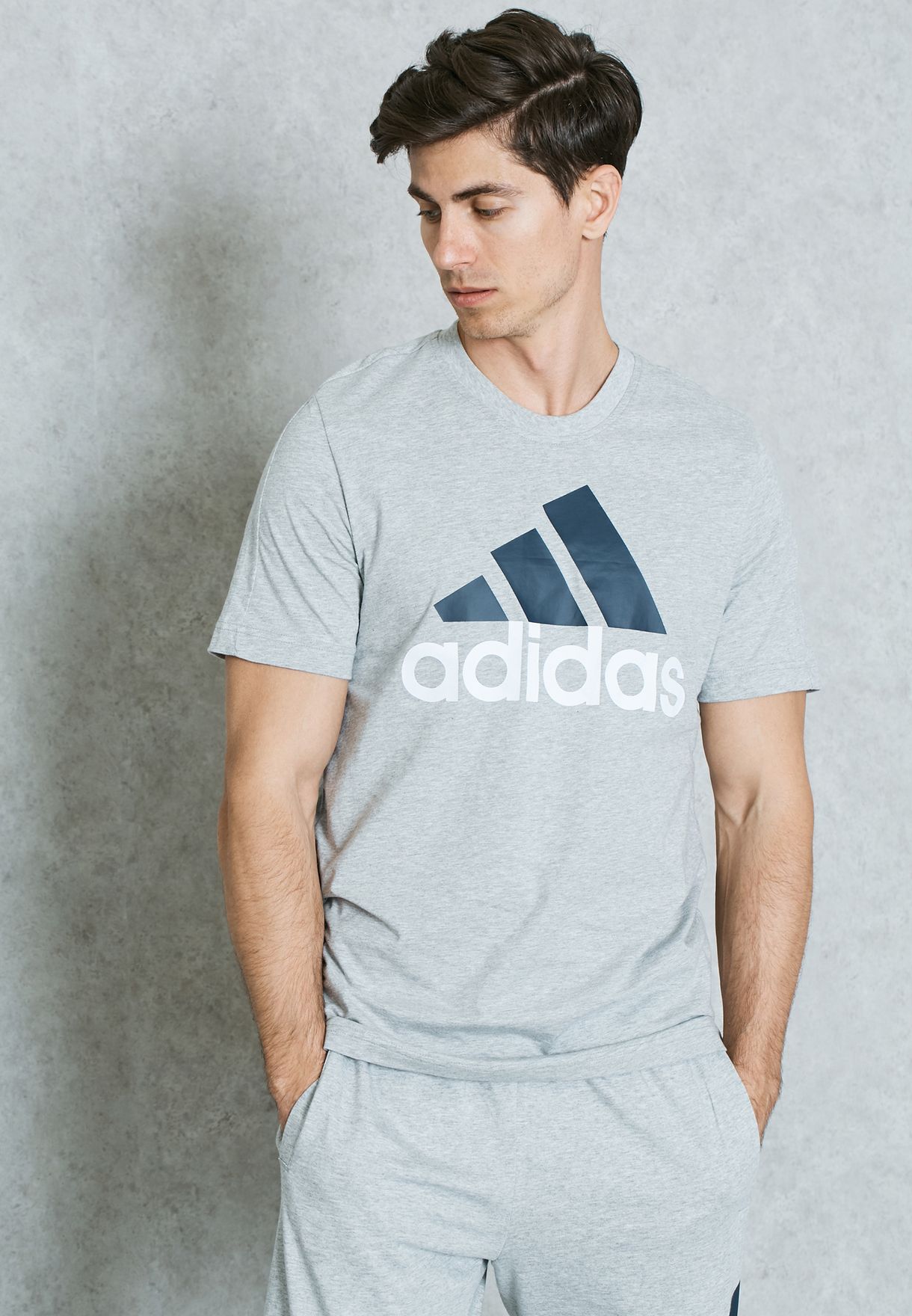 adidas grey Essential Linear T-Shirt 
