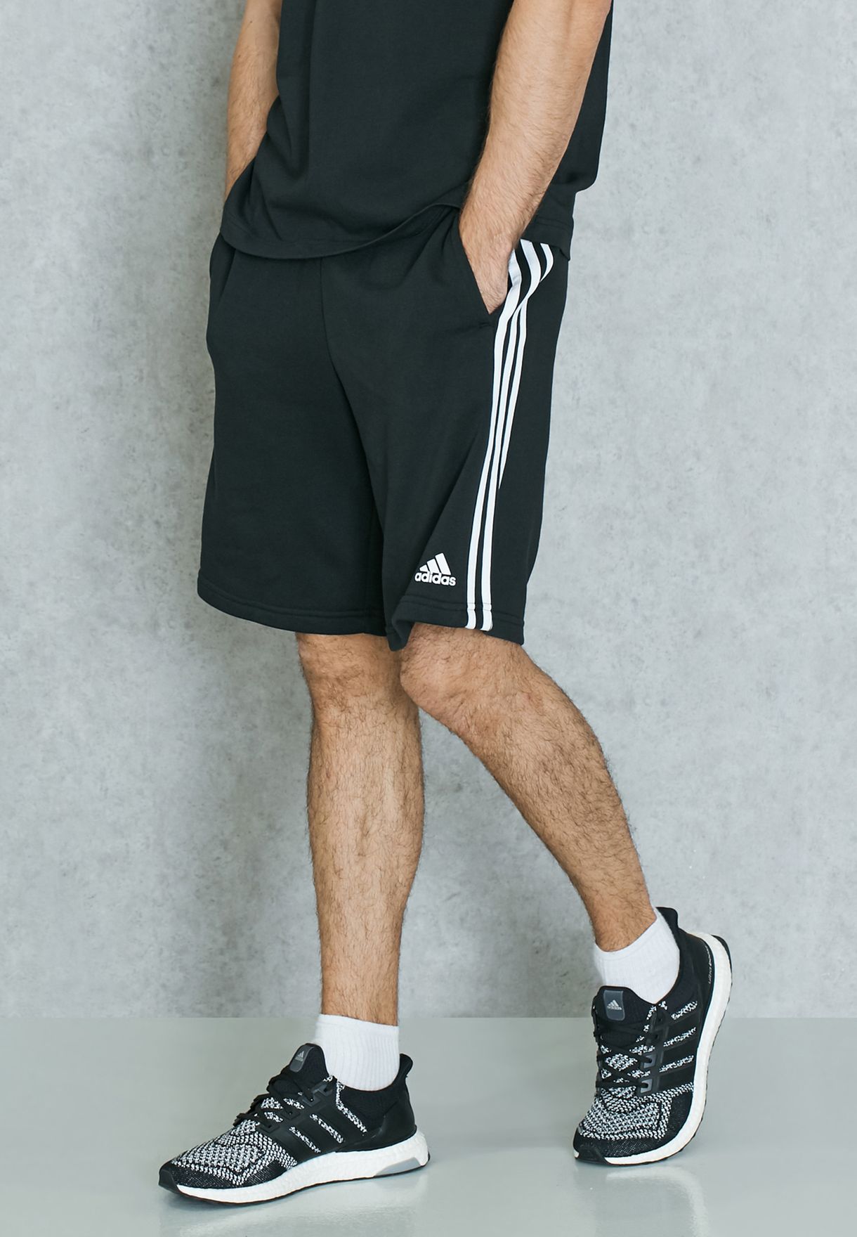 Buy adidas black Essential 3 Stripe Shorts for Men in MENA, Worldwide |  BK7468