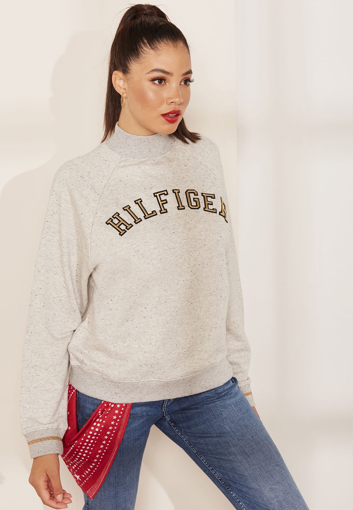 tommy hilfiger high neck logo sweatshirt