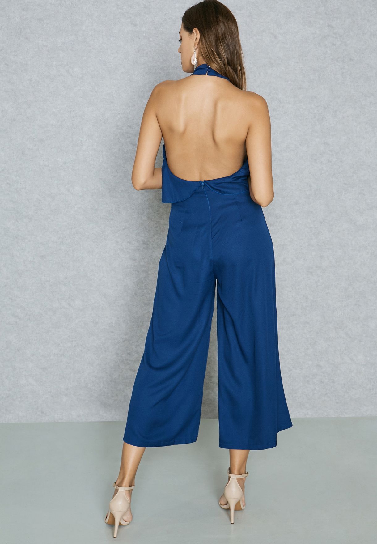 open back culotte jumpsuit