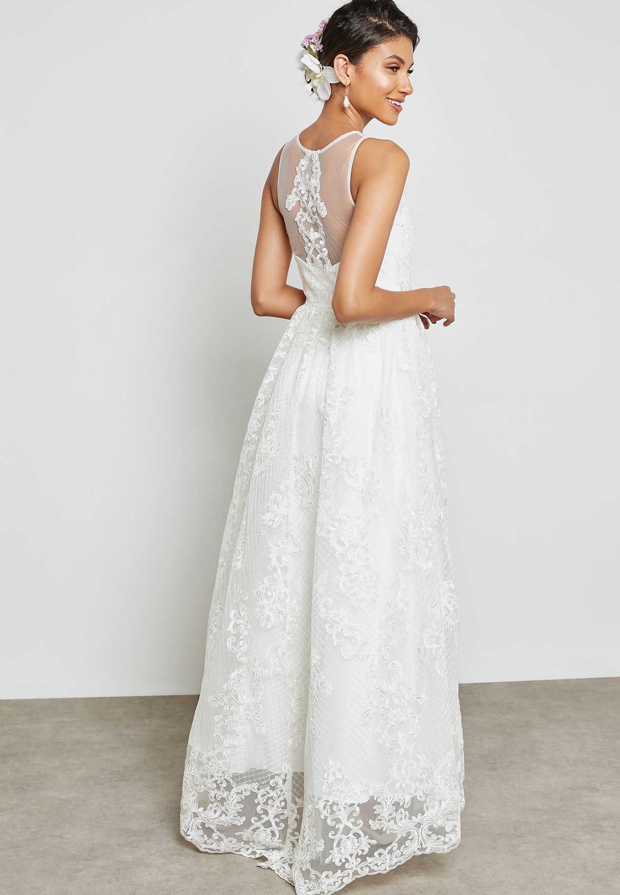 lace skater wedding dress