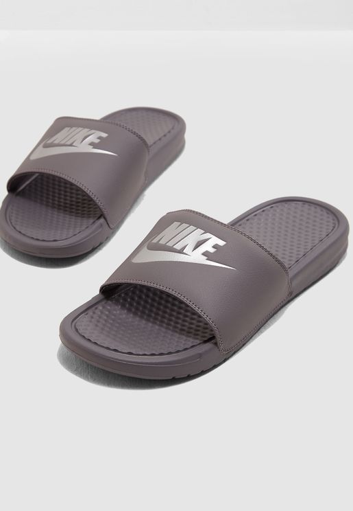 white nike double strap slides