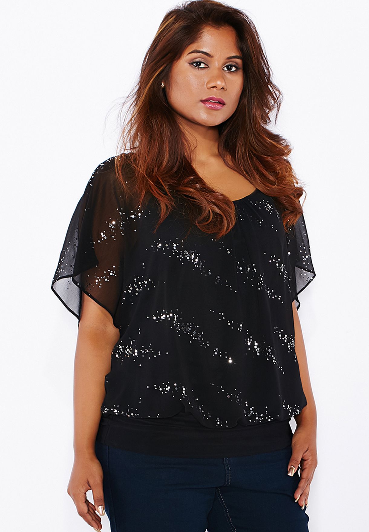 black bubble hem top