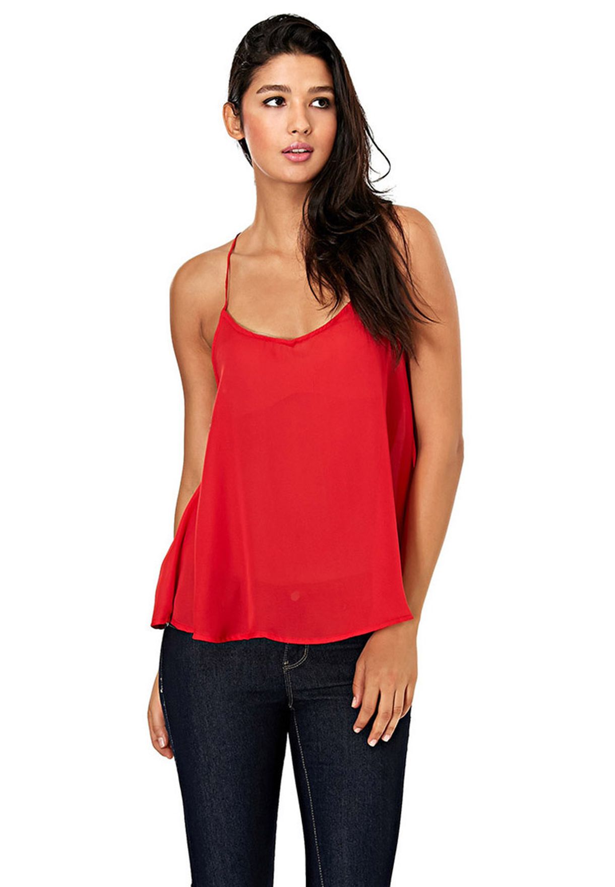 red cami top