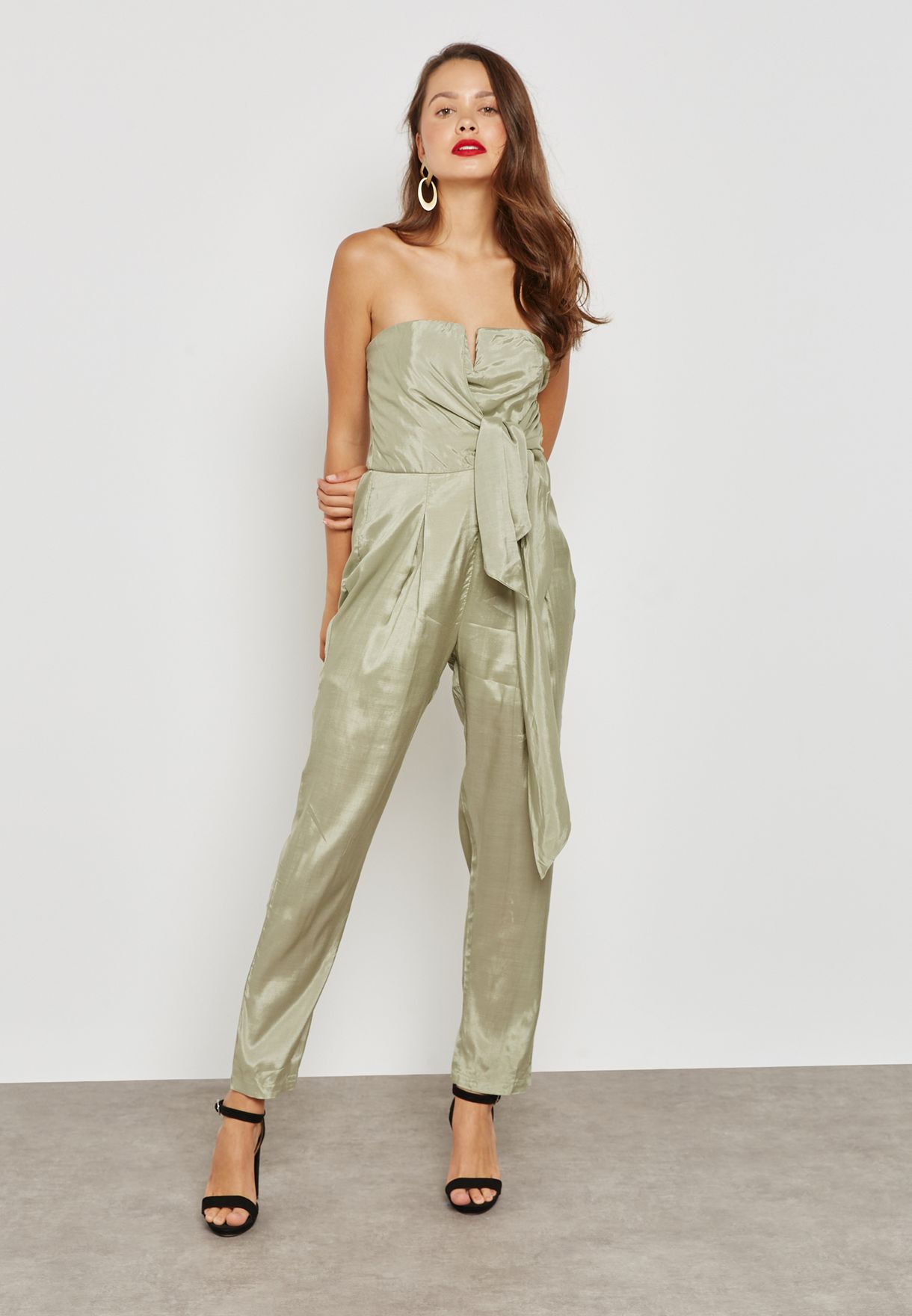 green bandeau jumpsuit