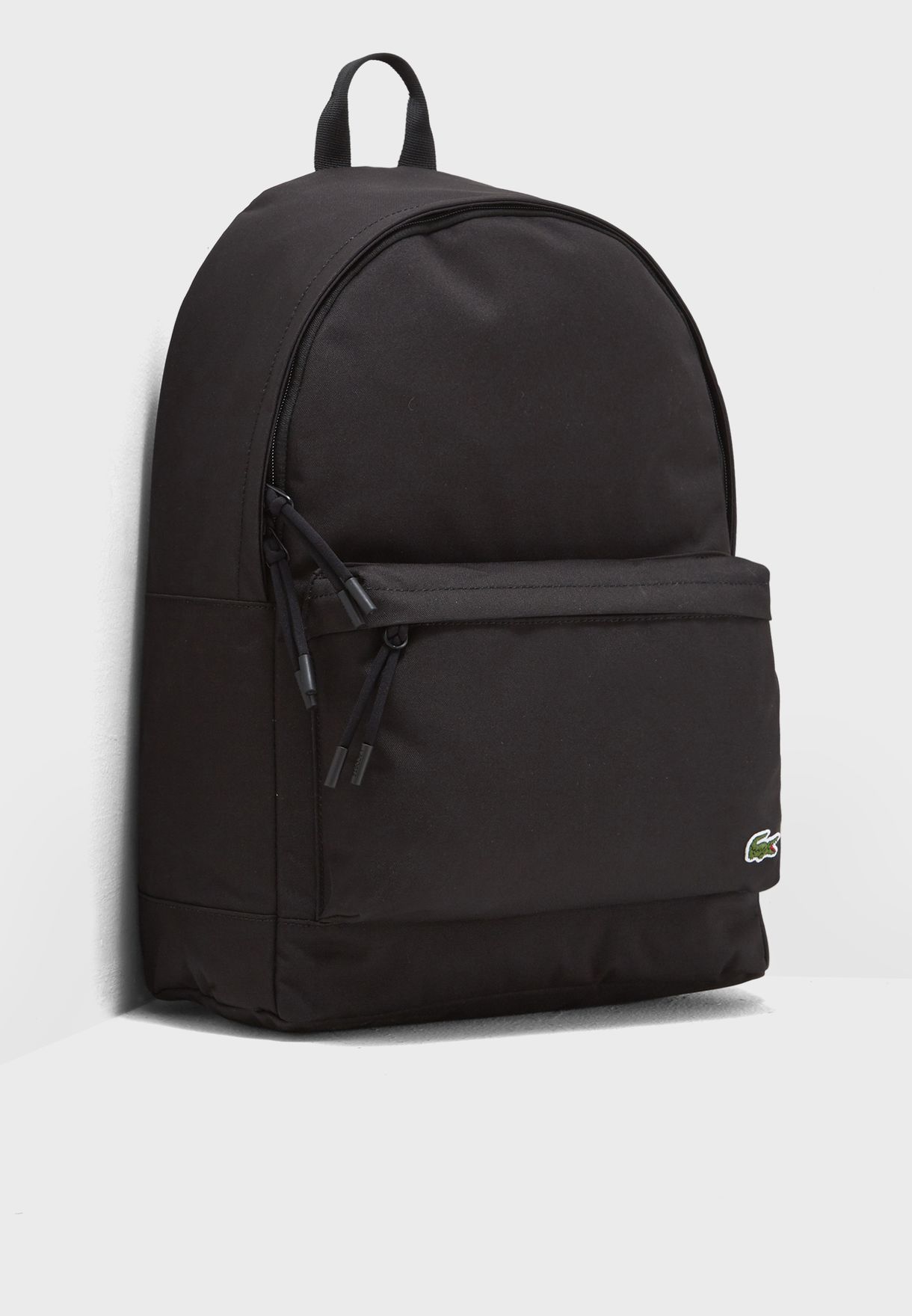 Lacoste black Logo Embroidered Backpack 