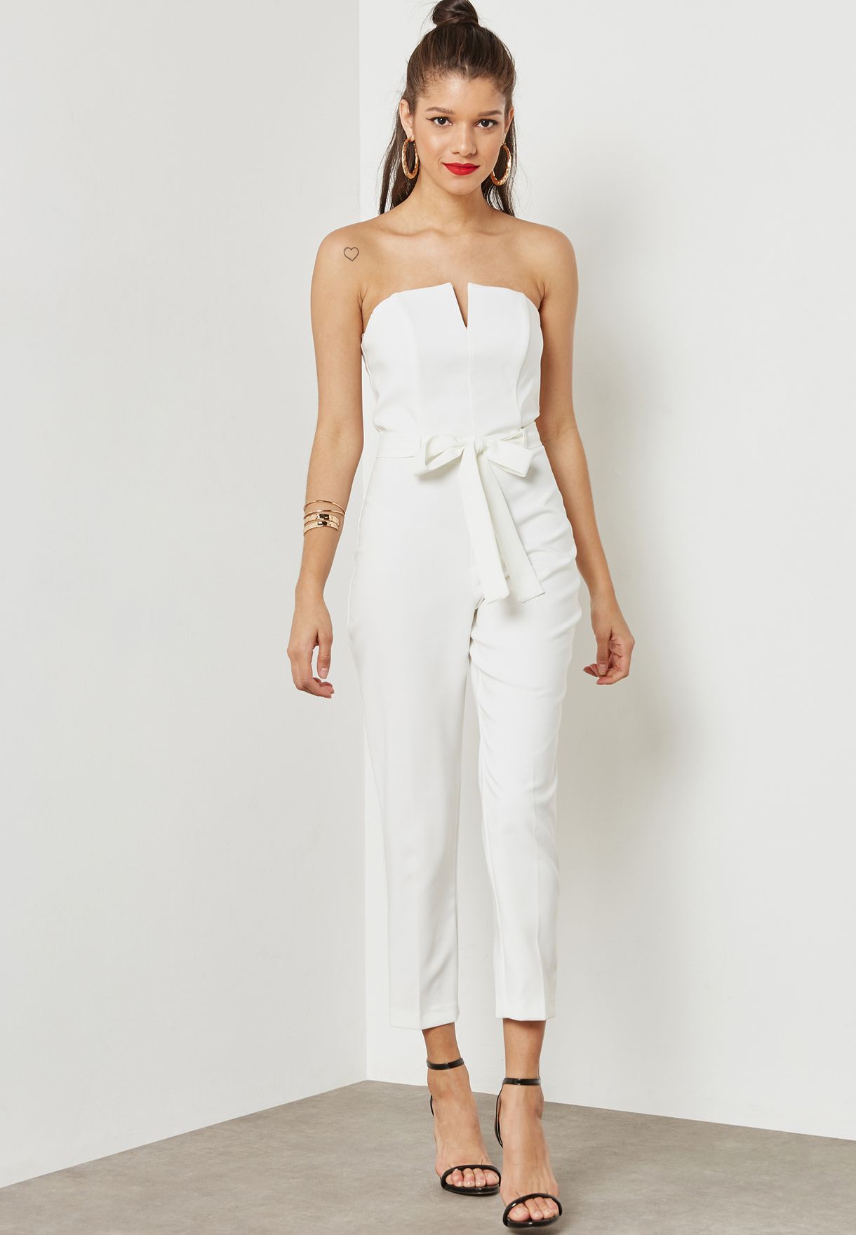 white bandeau jumpsuit