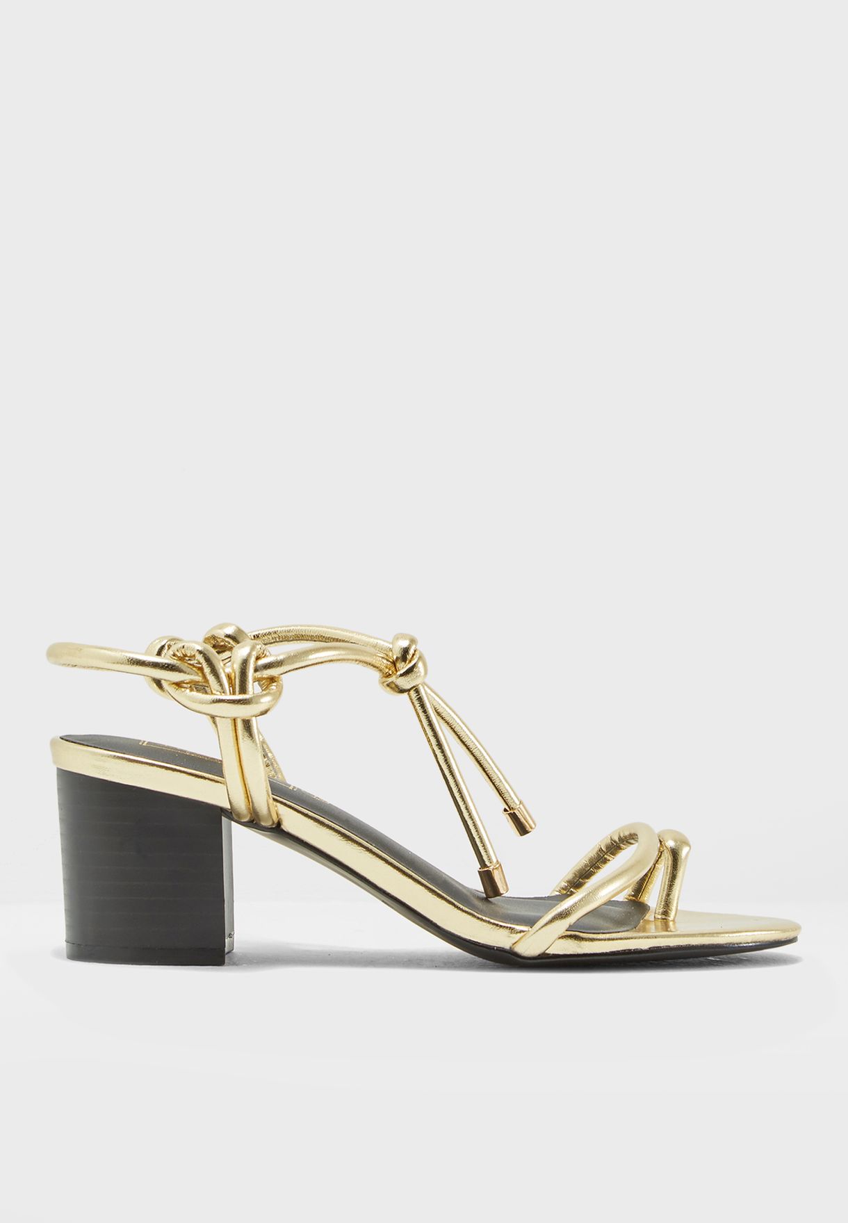gold low block heel sandals