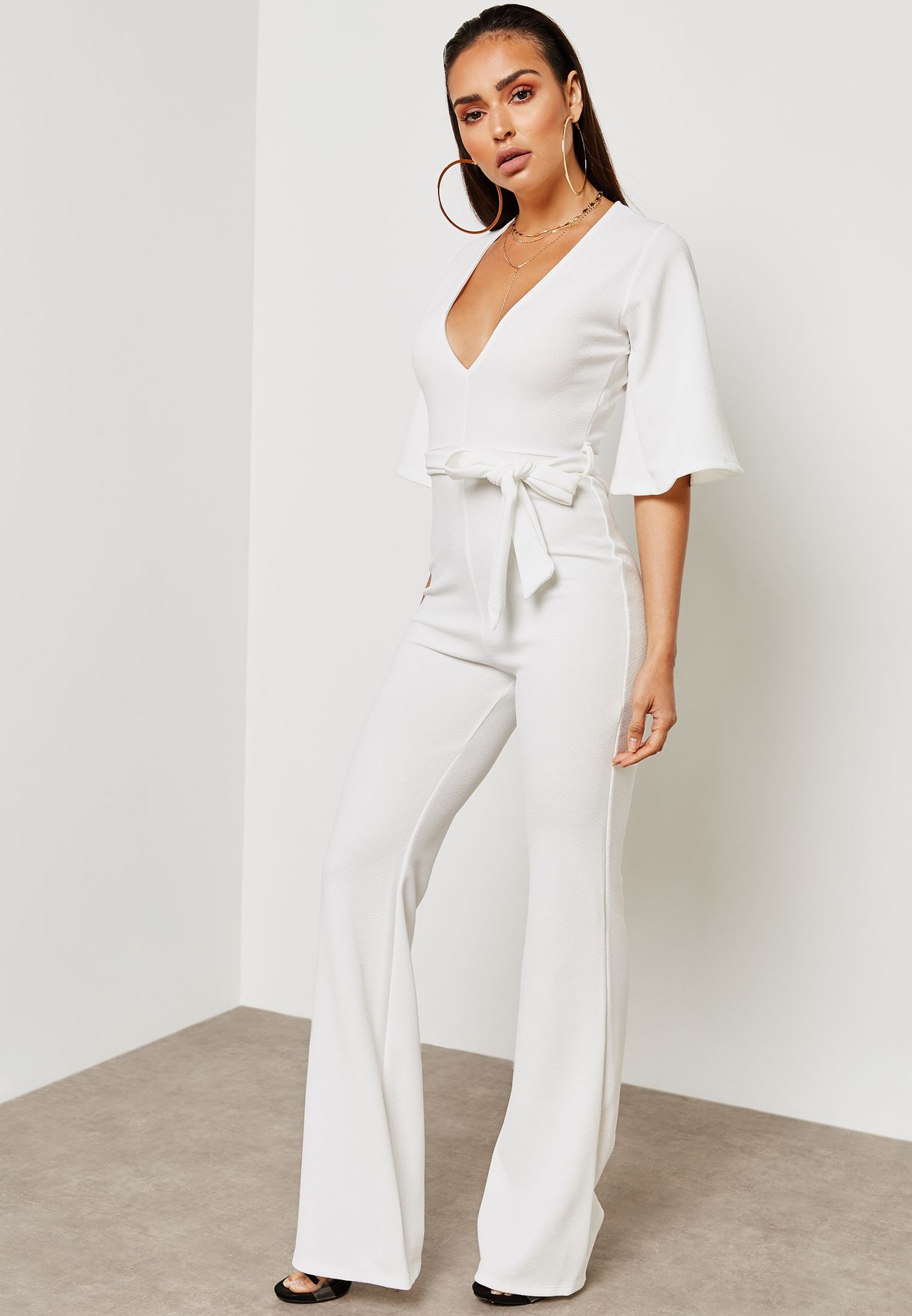 white kimono sleeve jumpsuit