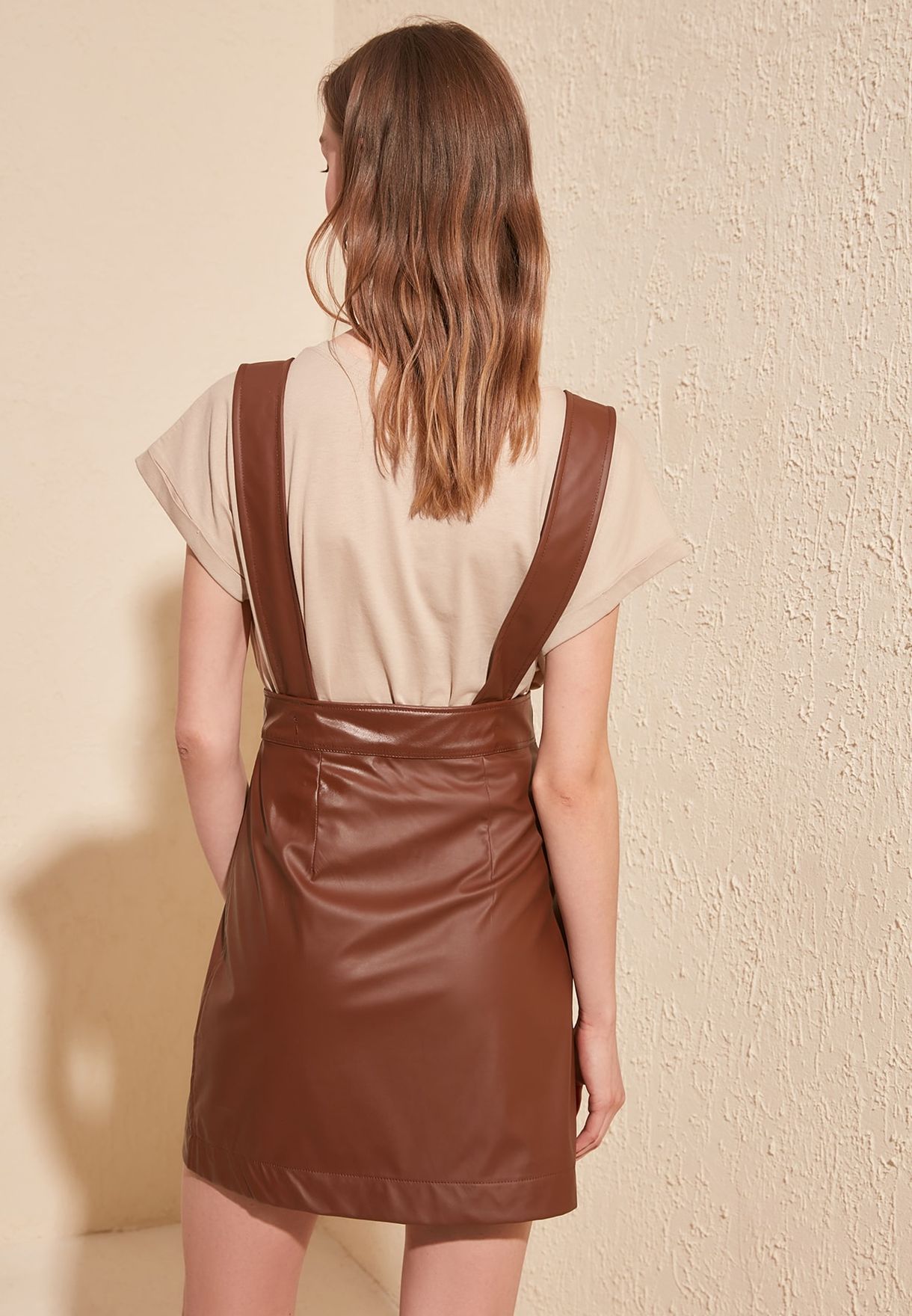 pu pinafore dress