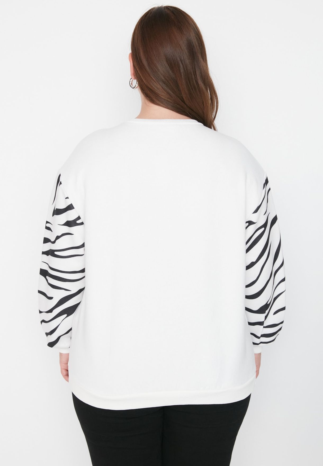 Printed Sleeve Knitted Sweatshirt