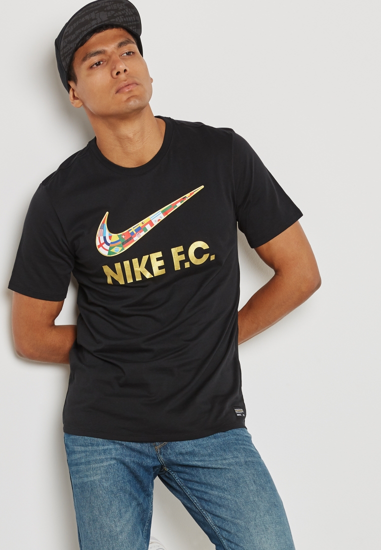 Buy Nike black F.C. Flag Swoosh T-Shirt for Men MENA, Worldwide