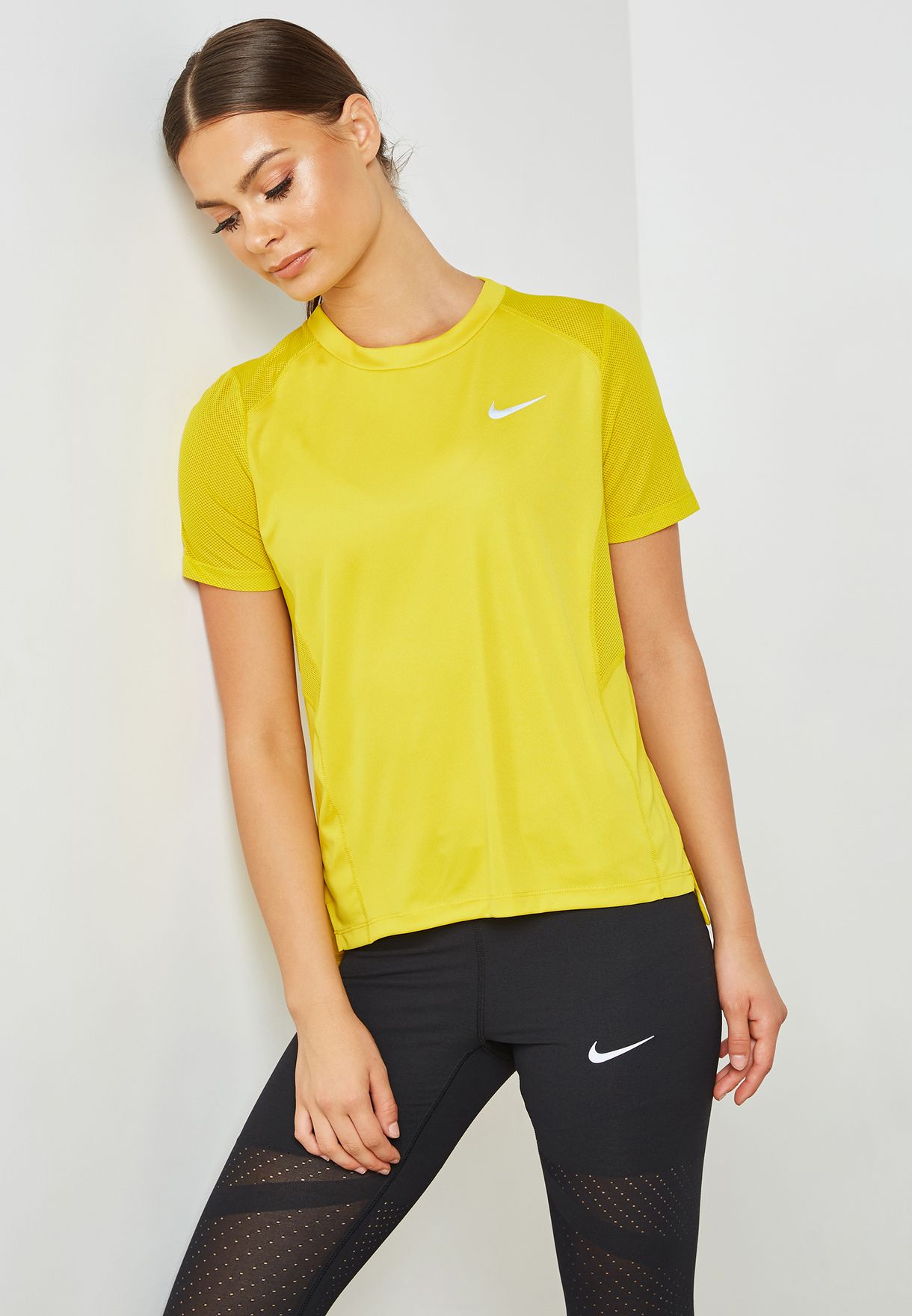 Buy Nike yellow Miler T-Shirt for Women 